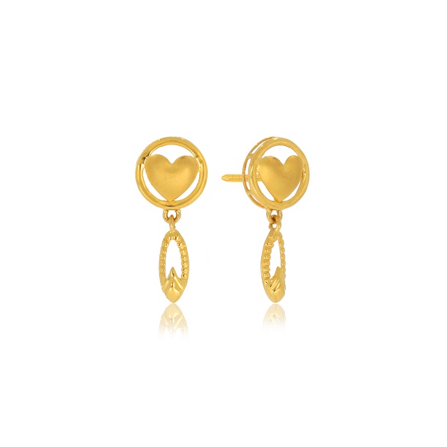Secure Heart Gold Drop Earrings - Senco Gold and Diamonds