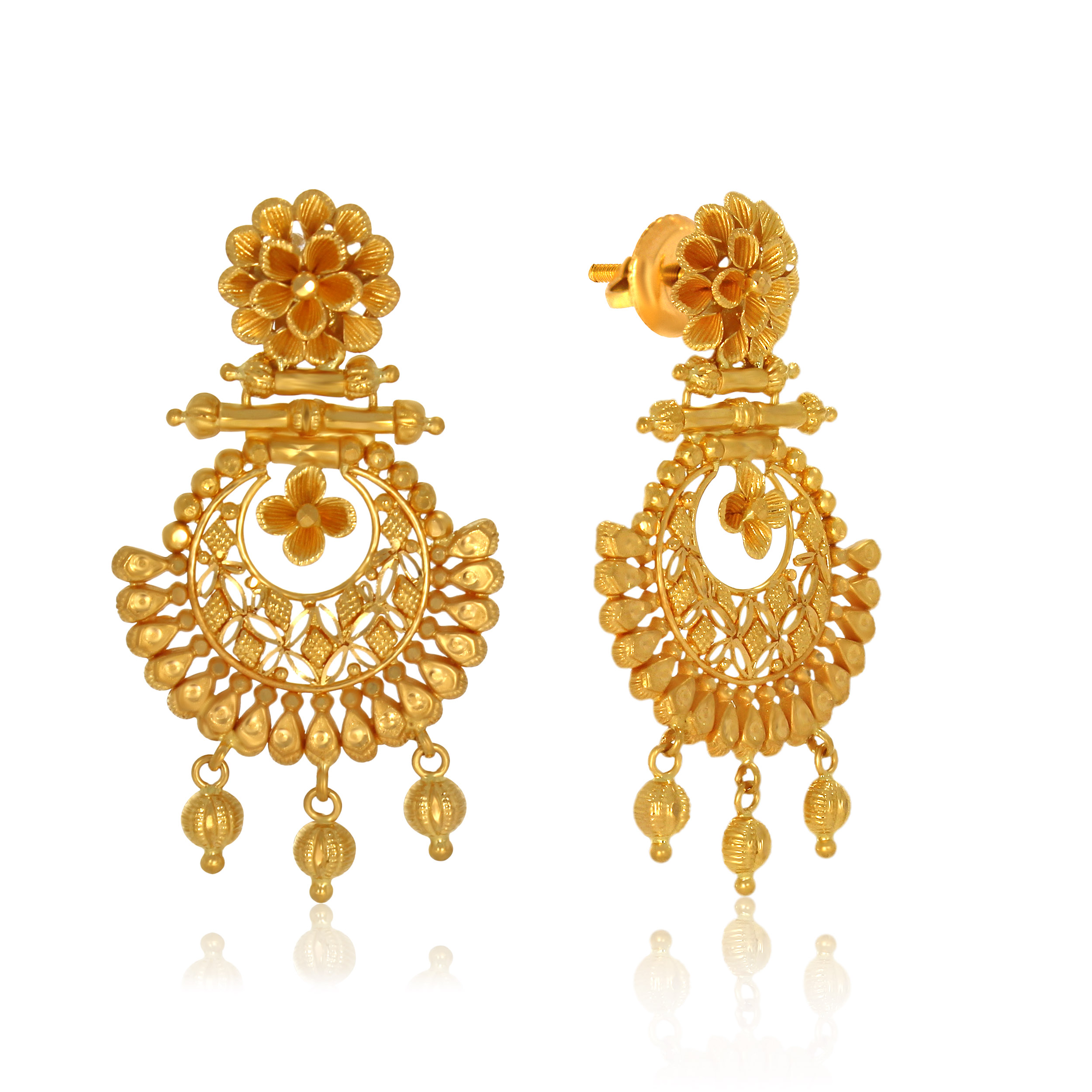 Floral Gold Chandelier Earrings - Senco Gold and Diamonds