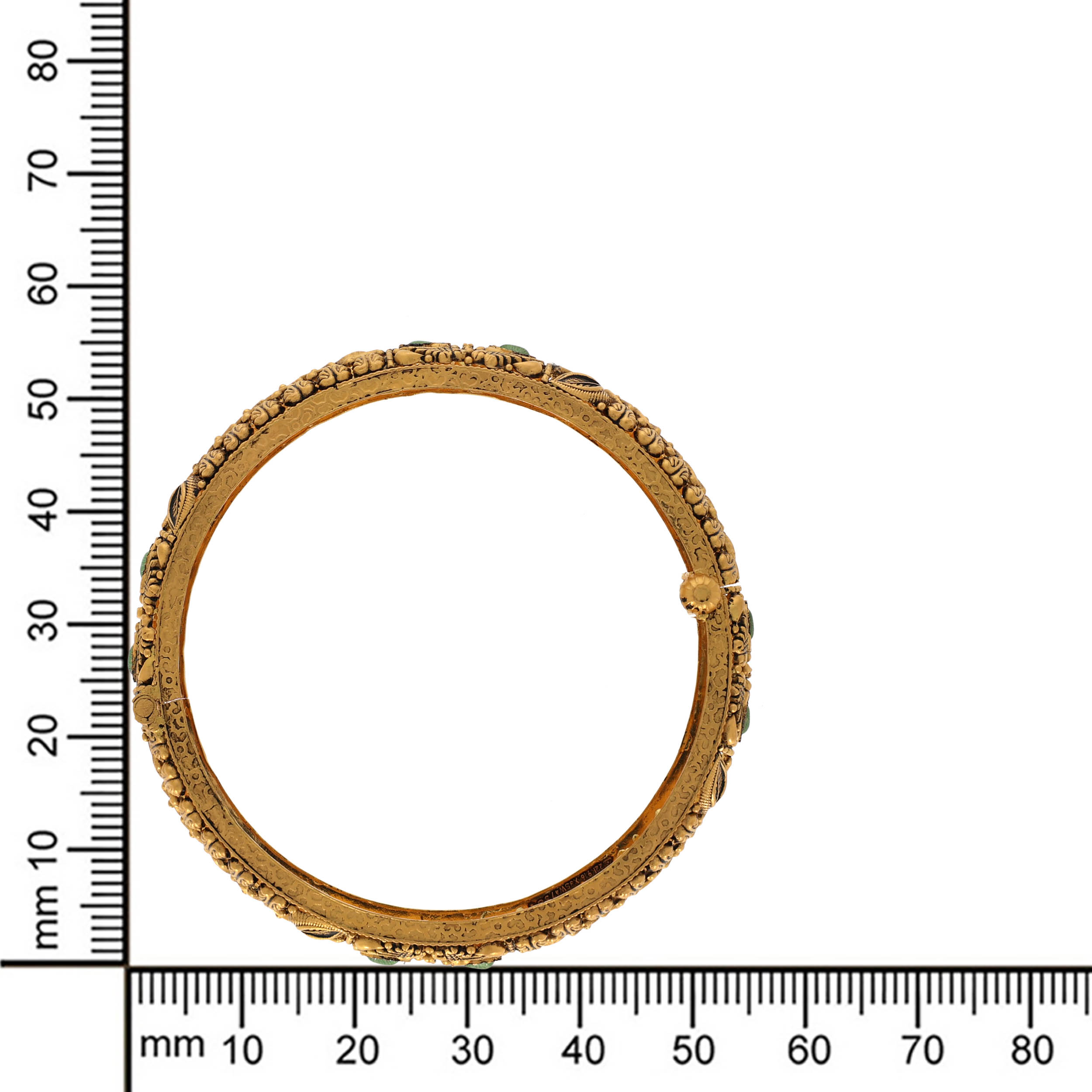 Leafy Ferns Antique Gold Chur Bangle - Senco Gold and Diamonds