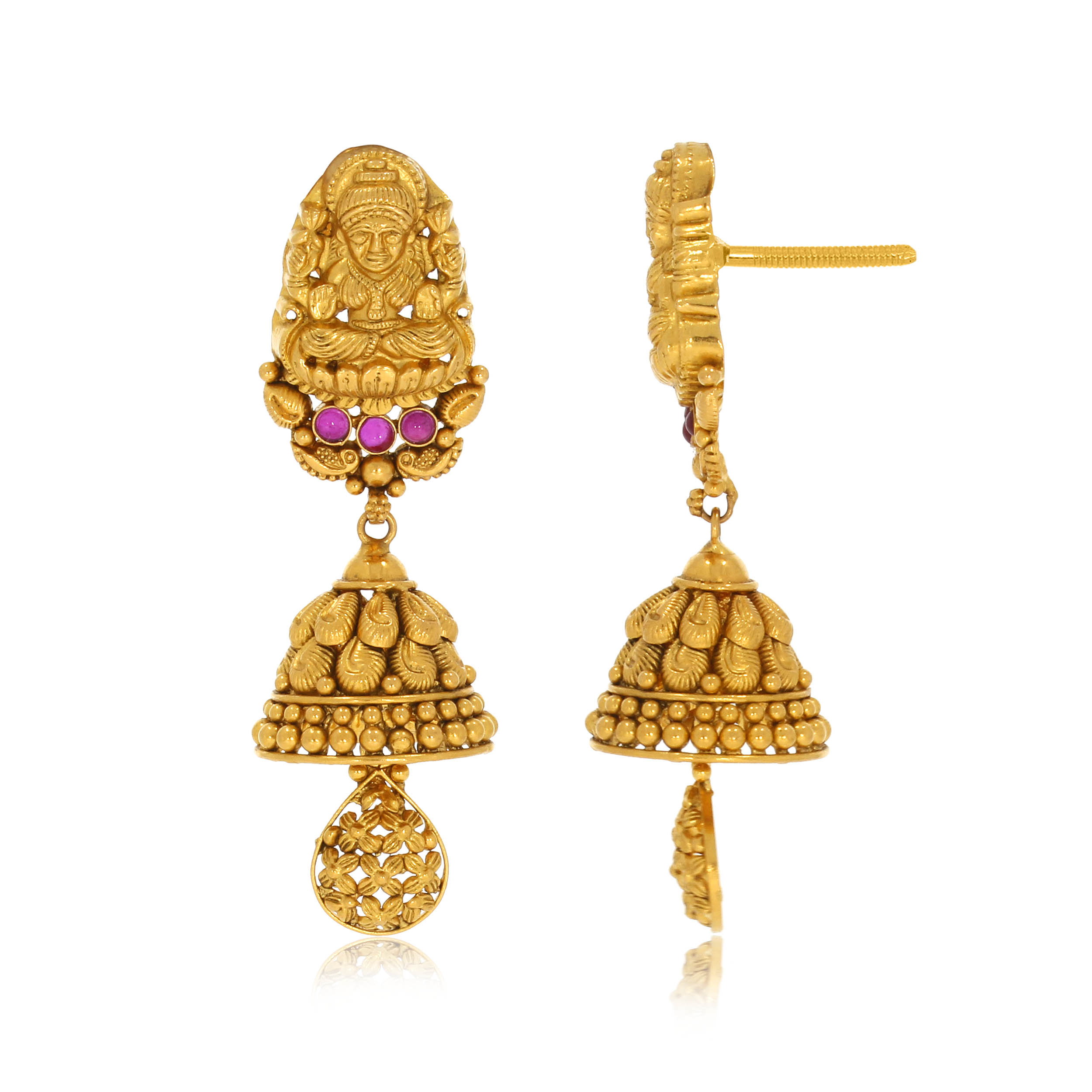 Deity Blessings Gold Jhumka Earrings - Senco Gold and Diamonds