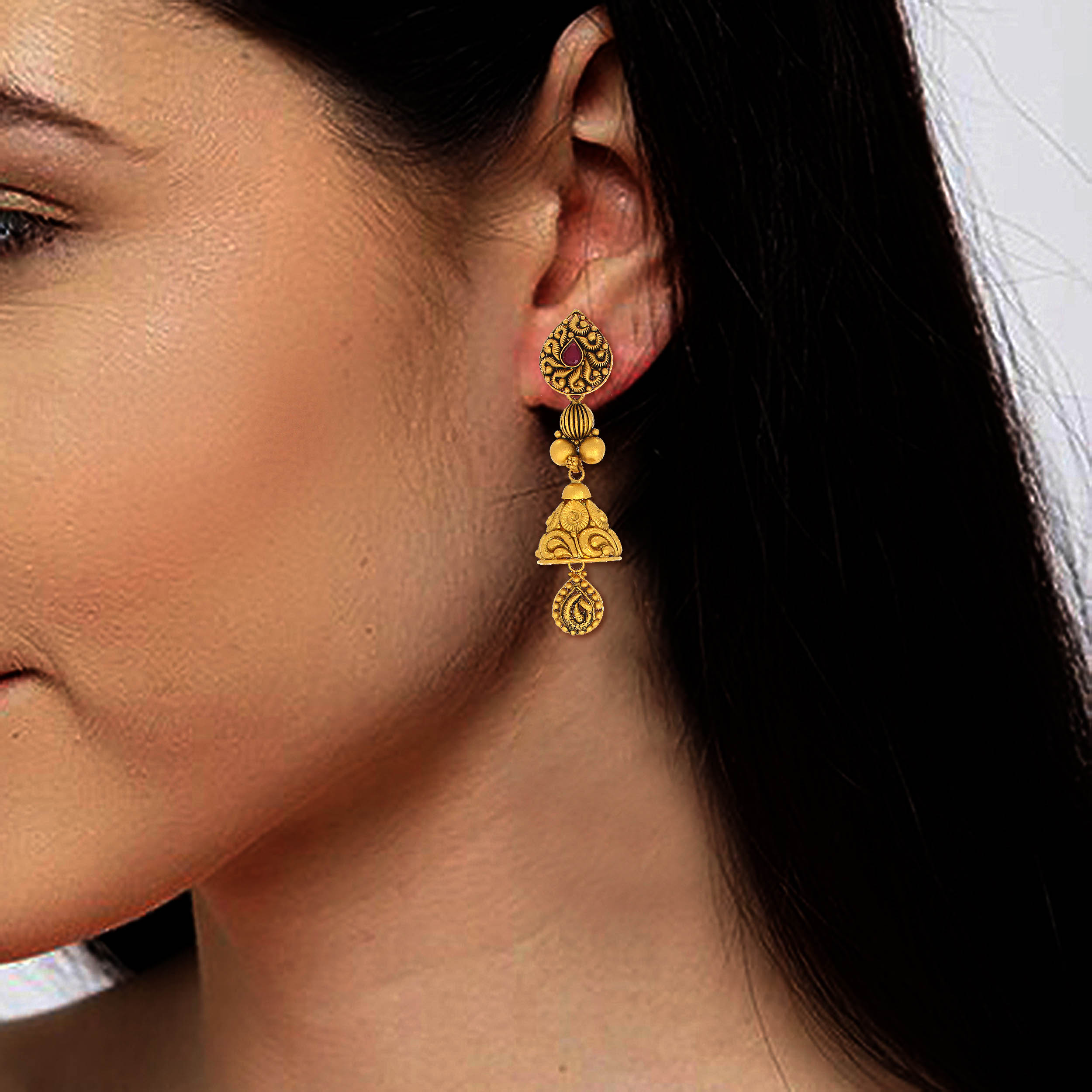 Artistic Treasure Antique Gold Earrings - Senco Gold and Diamonds
