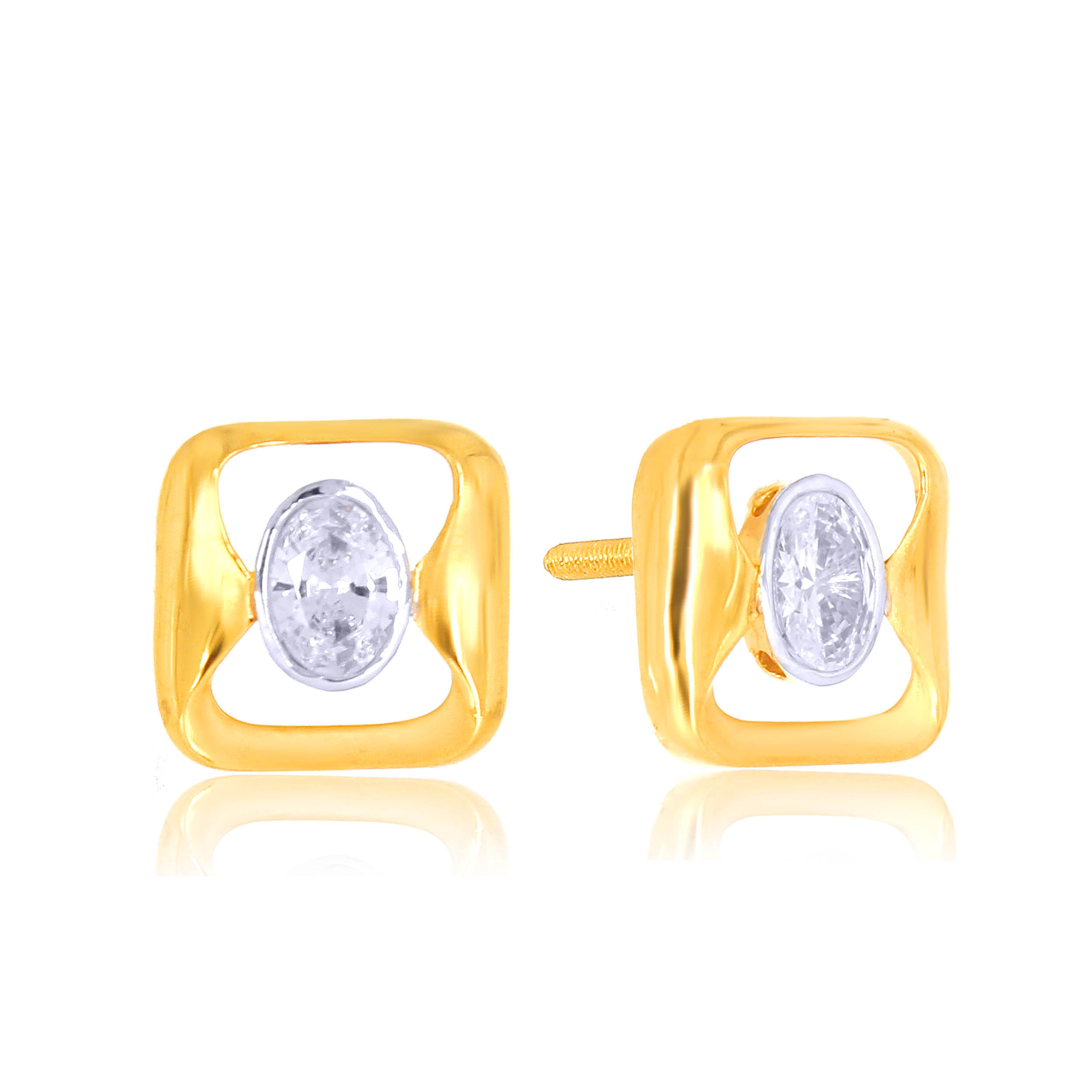 Splendid Cube Gold Studs - Senco Gold and Diamonds