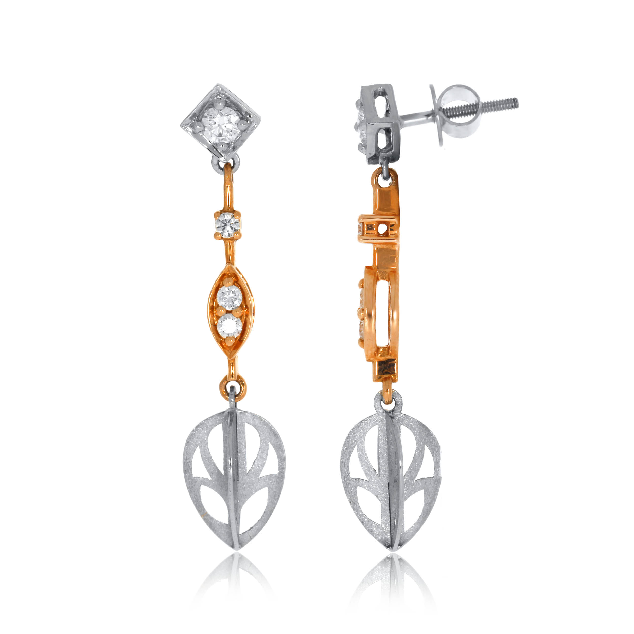 Shovel Art Platinum Long Earrings - Senco Gold and Diamonds