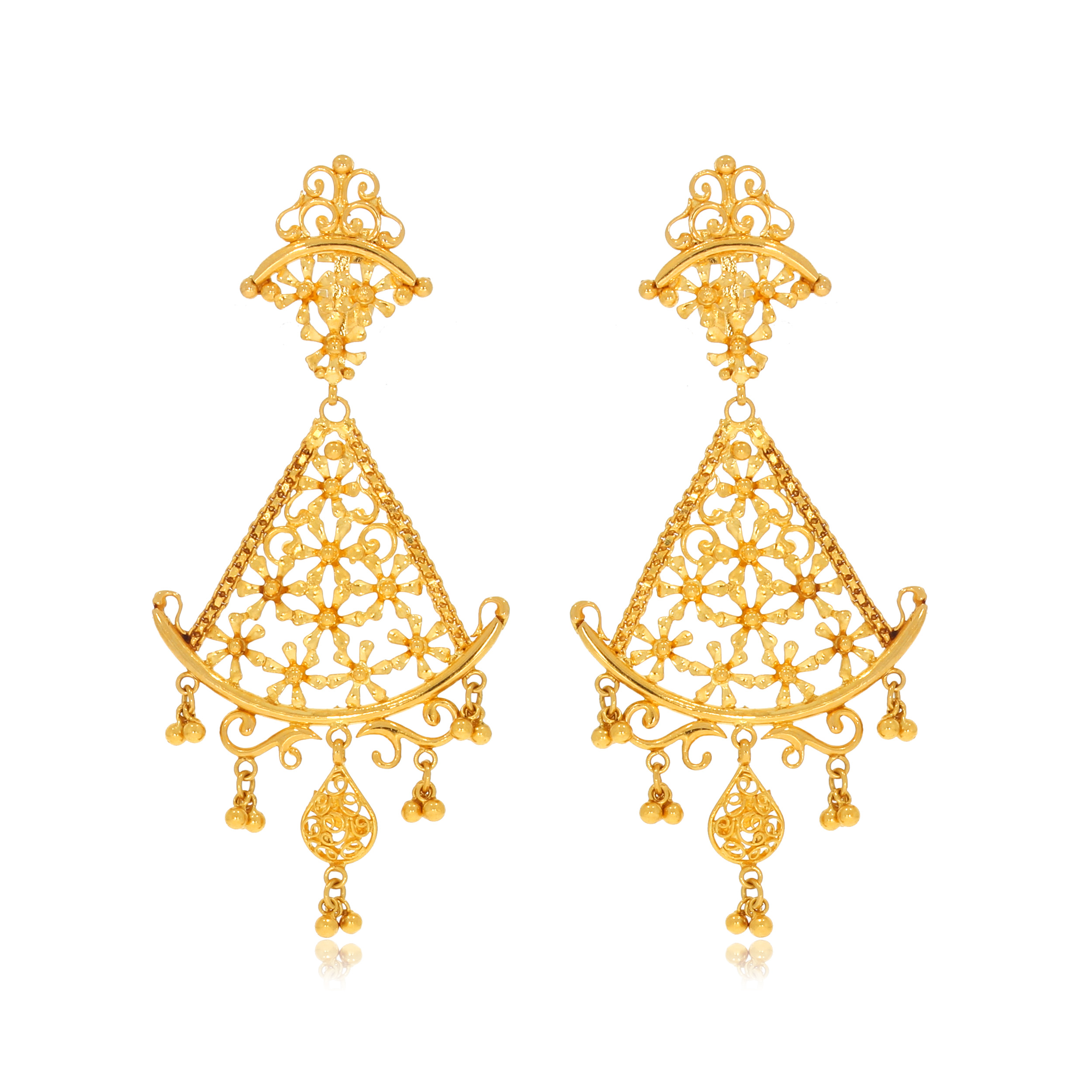 Creative Sail Gold Danglers - Senco Gold and Diamonds