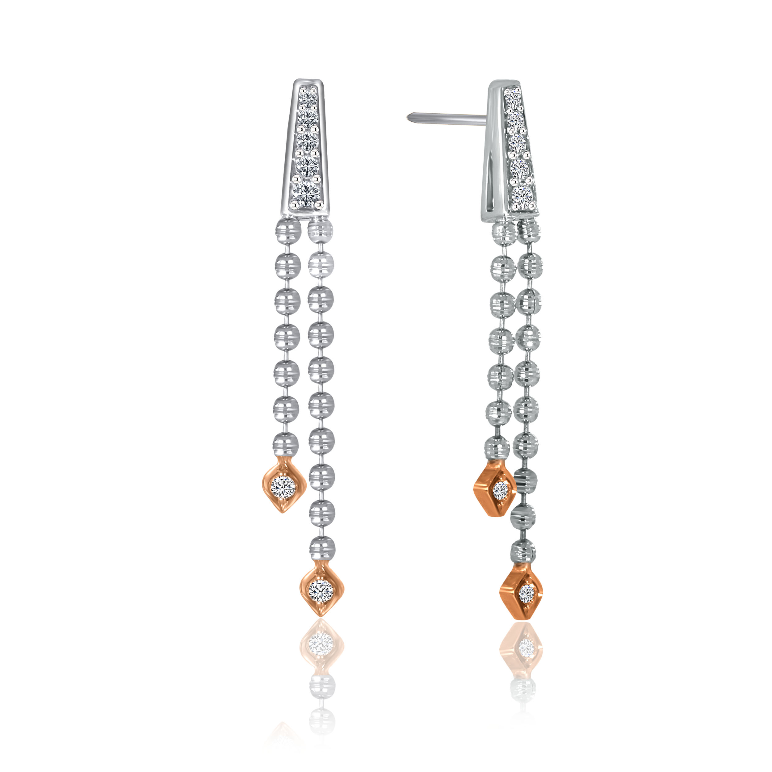 Glinting Droplets Platinum Diamond Earrings - Senco Gold and Diamonds