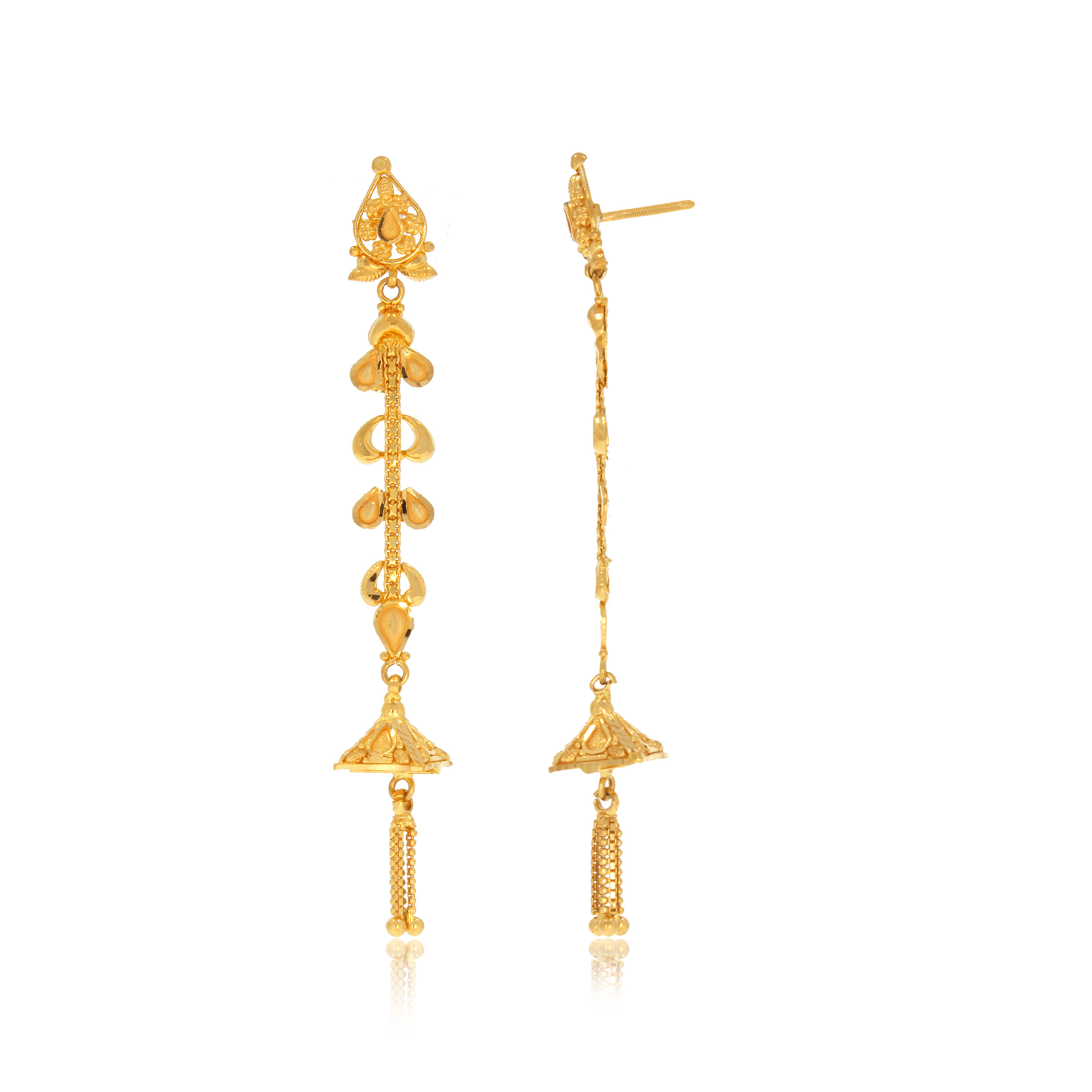 Versatile Glow Gold Long Earrings - Senco Gold and Diamonds