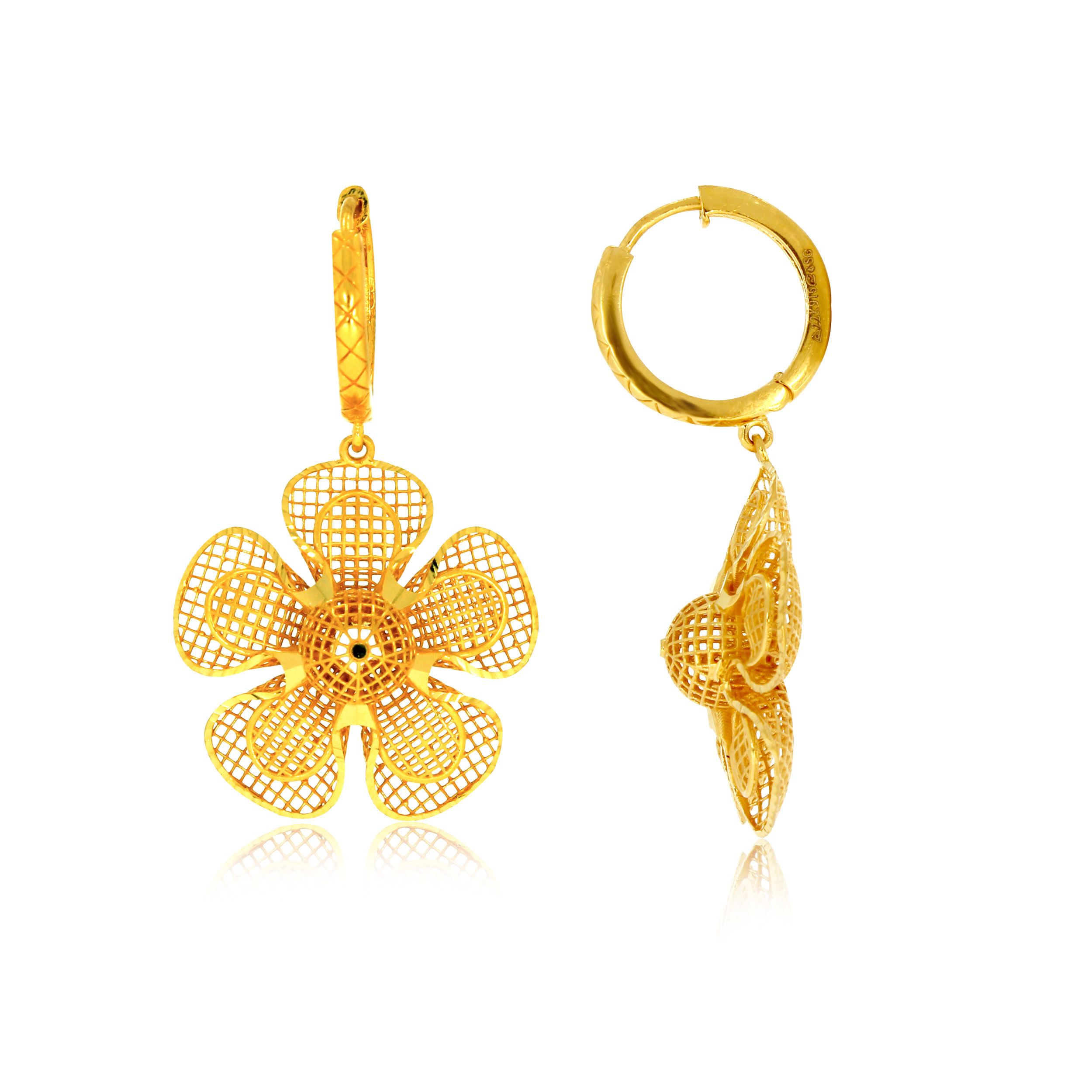 Translucent Bloom Gold Hoop Earrings - Senco Gold and Diamonds