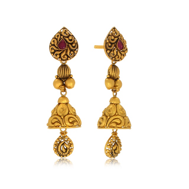 Artistic Treasure Antique Gold Earrings - Senco Gold and Diamonds