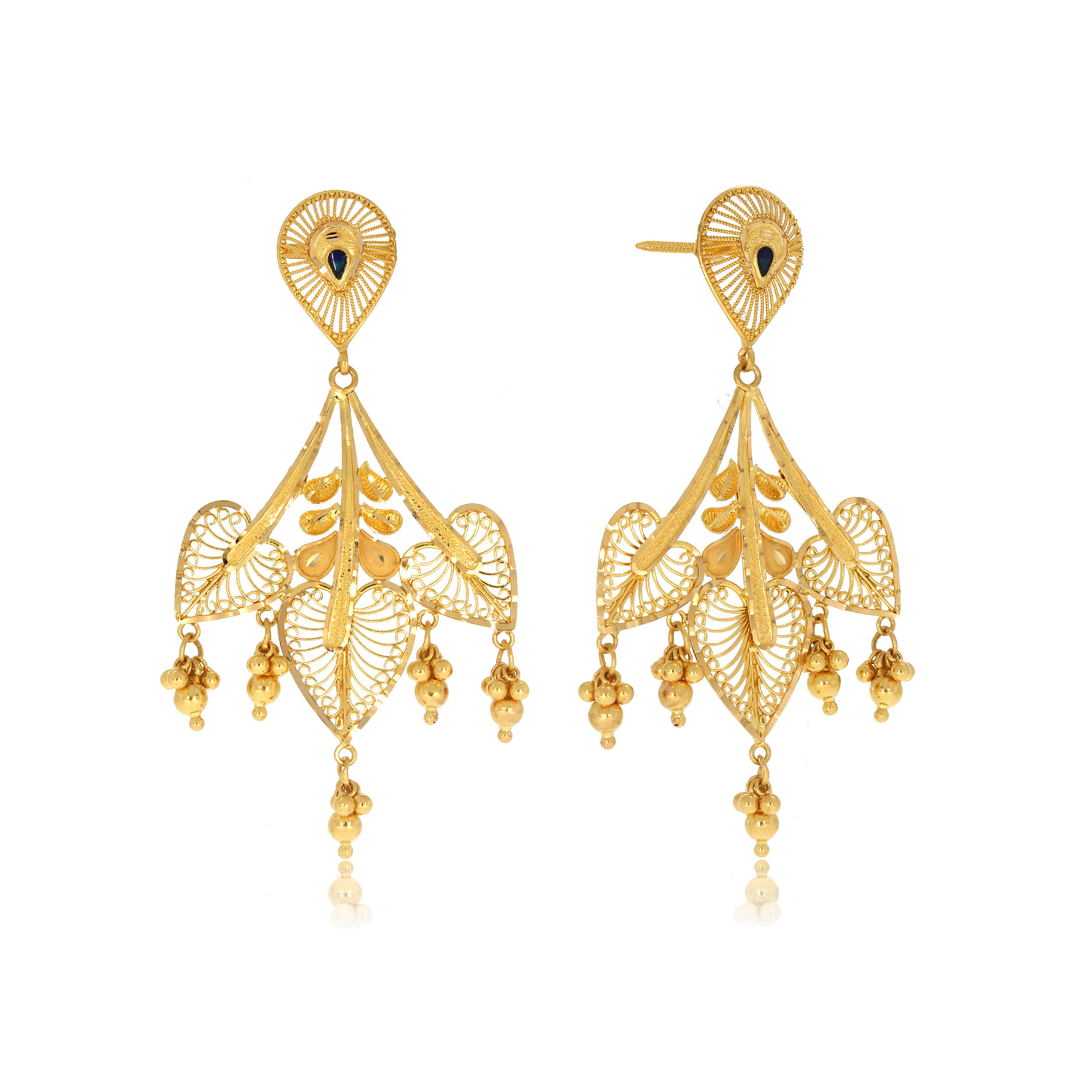 Monsoon Leaves Gold Earrings - Senco Gold and Diamonds