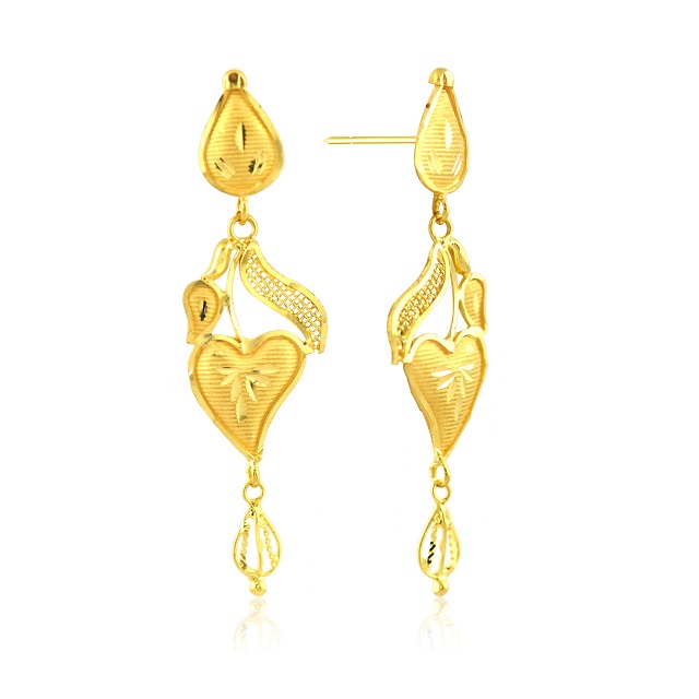 Allure of Petals Gold Drop Earrings - Senco Gold and Diamonds