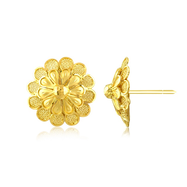 Bloomed Sunflower Gold Studs - Senco Gold and Diamonds