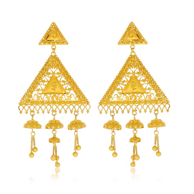 Geometric Essence Gold Danglers - Senco Gold and Diamonds
