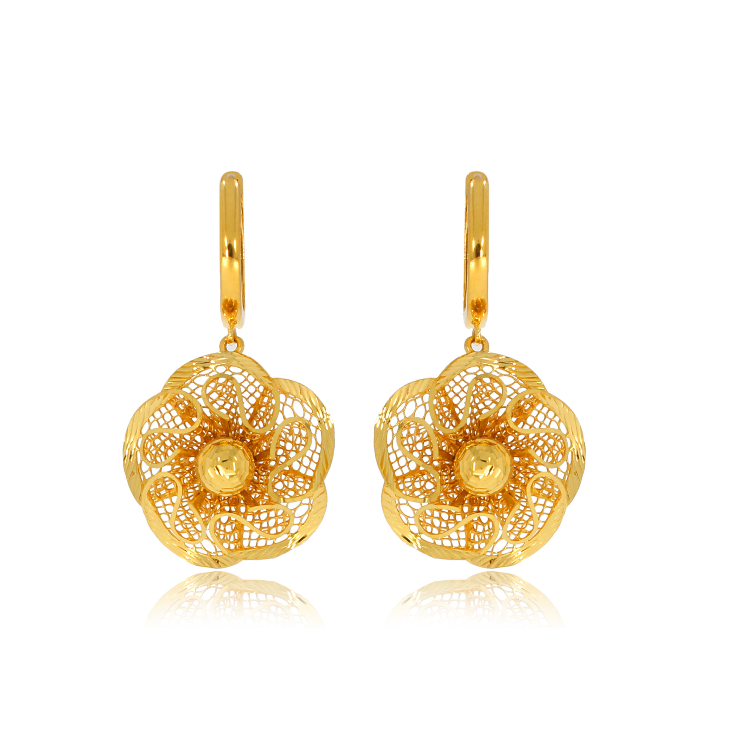 Intricate Bloom Gold Hoop Earrings - Senco Gold and Diamonds
