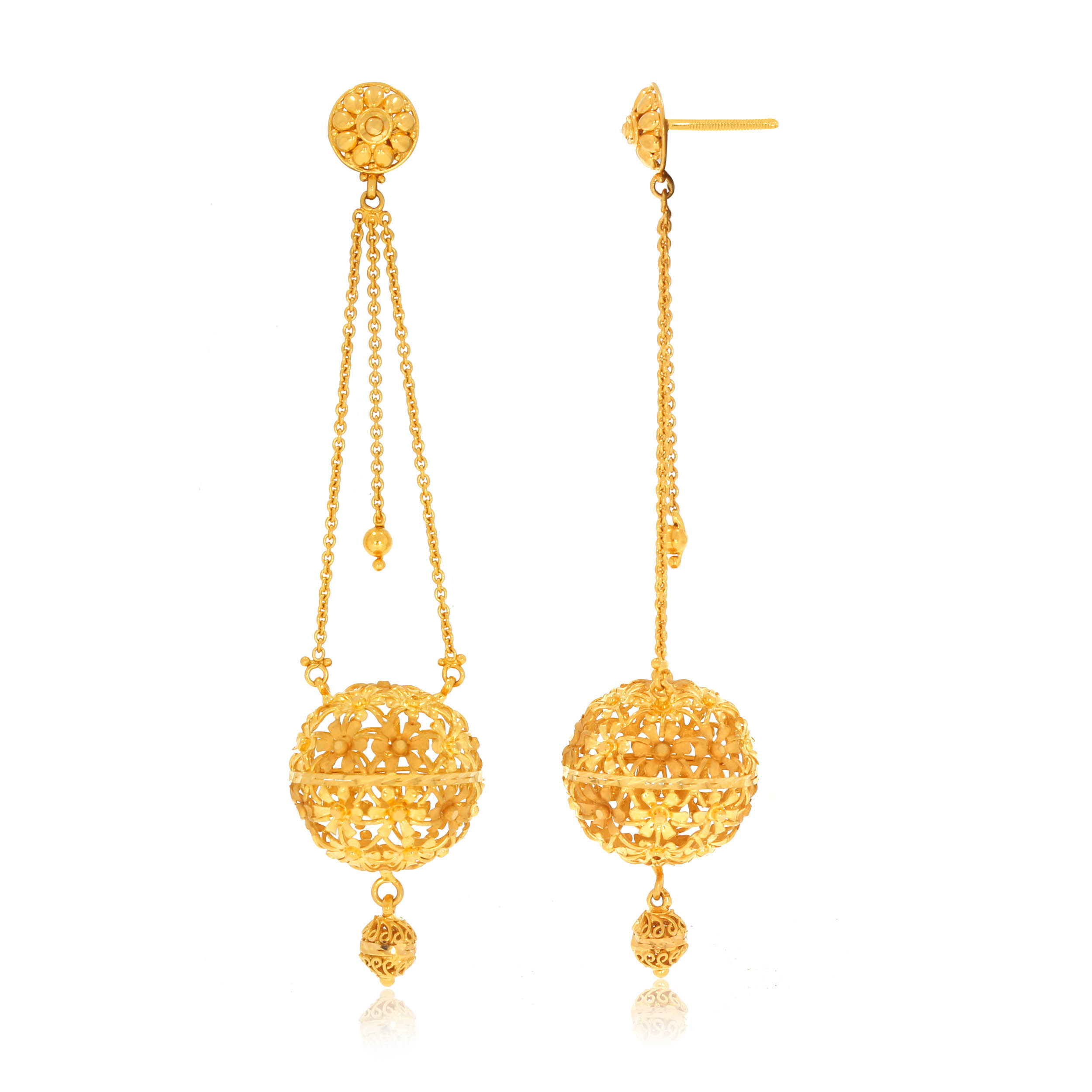 Spherical Swing Gold Earrings - Senco Gold and Diamonds