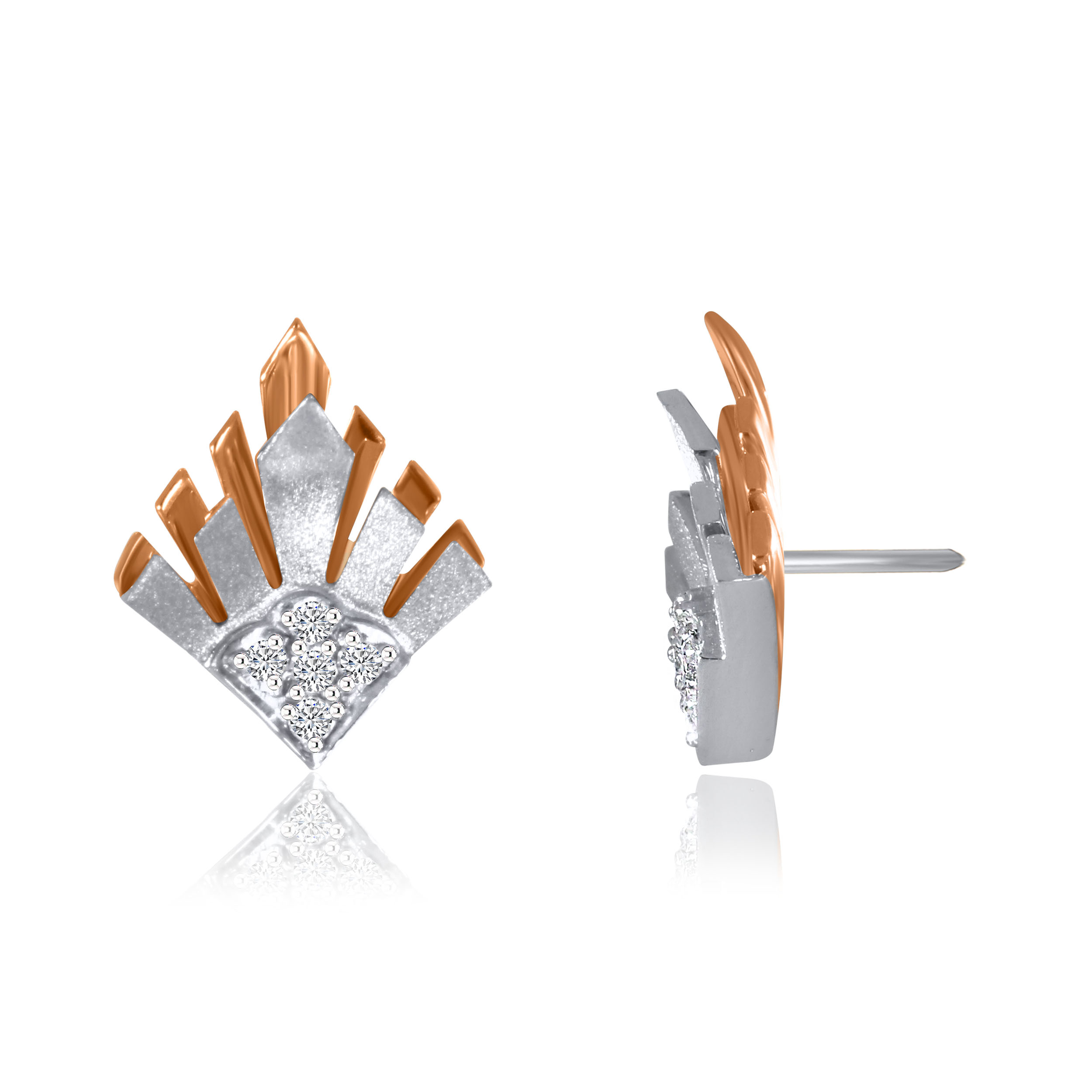 Shimmering Flame Platinum Diamond Studs - Senco Gold and Diamonds