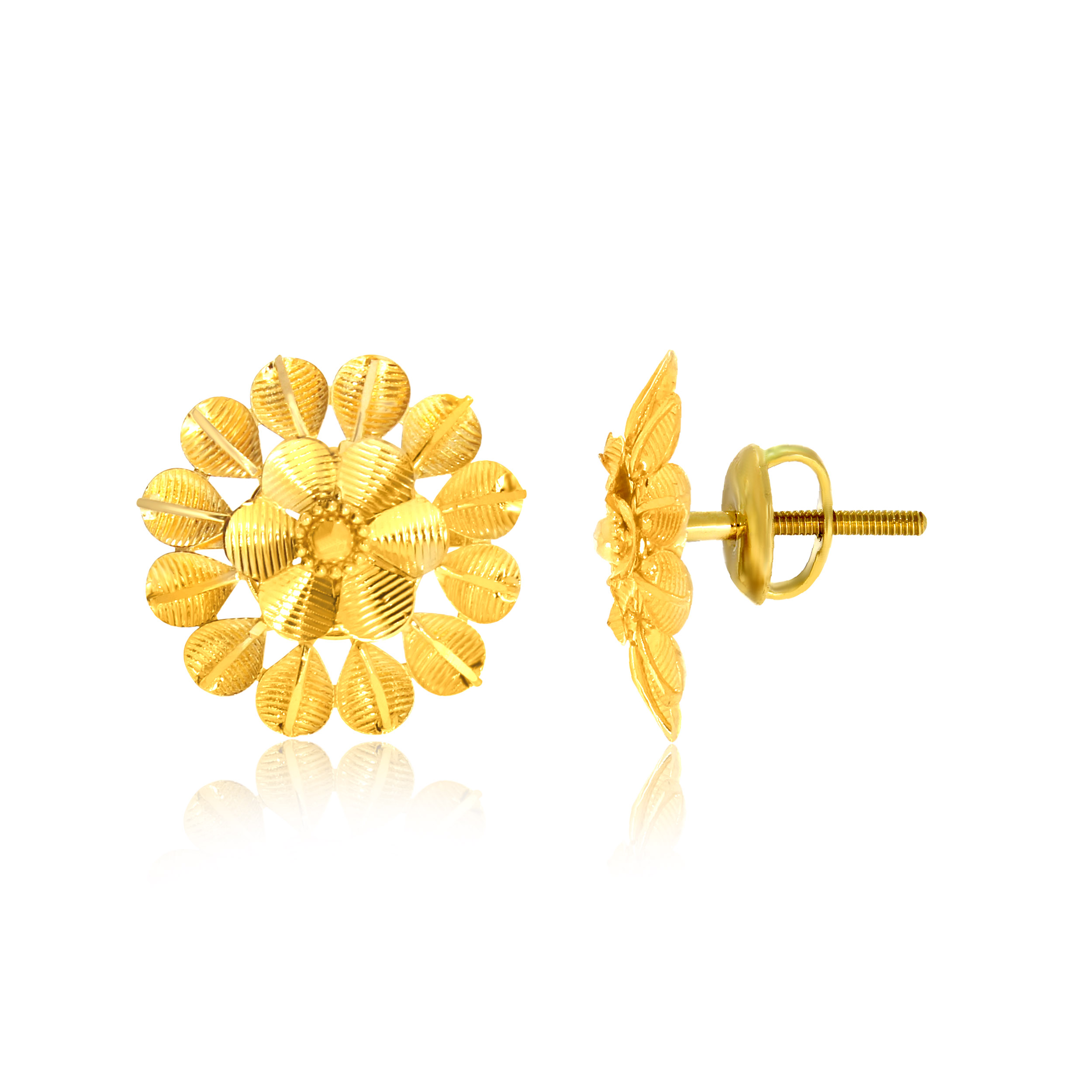 Splendid Flower Gold Studs - Senco Gold and Diamonds