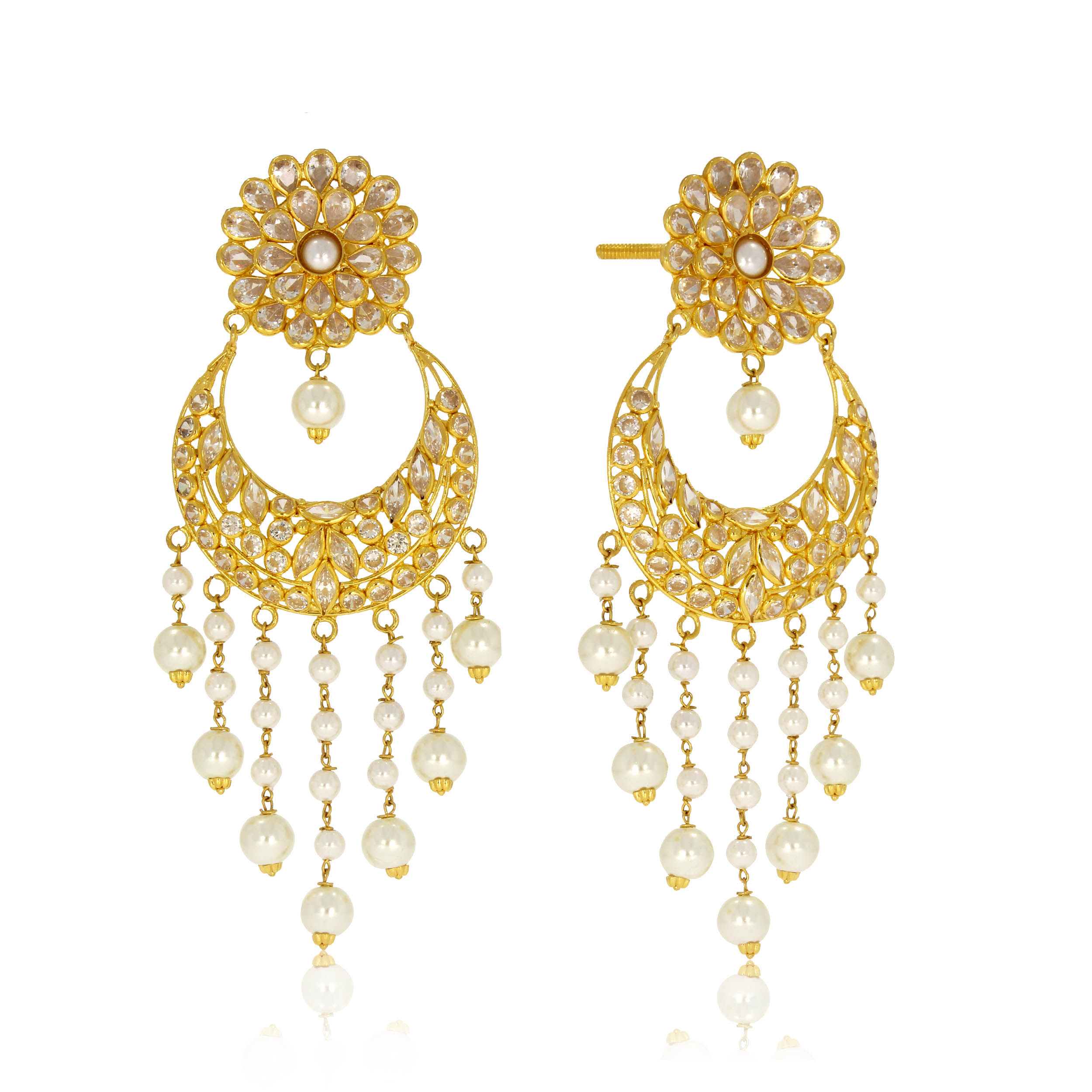 Art of Glam Gold Chandbali Earrings - Senco Gold and Diamonds