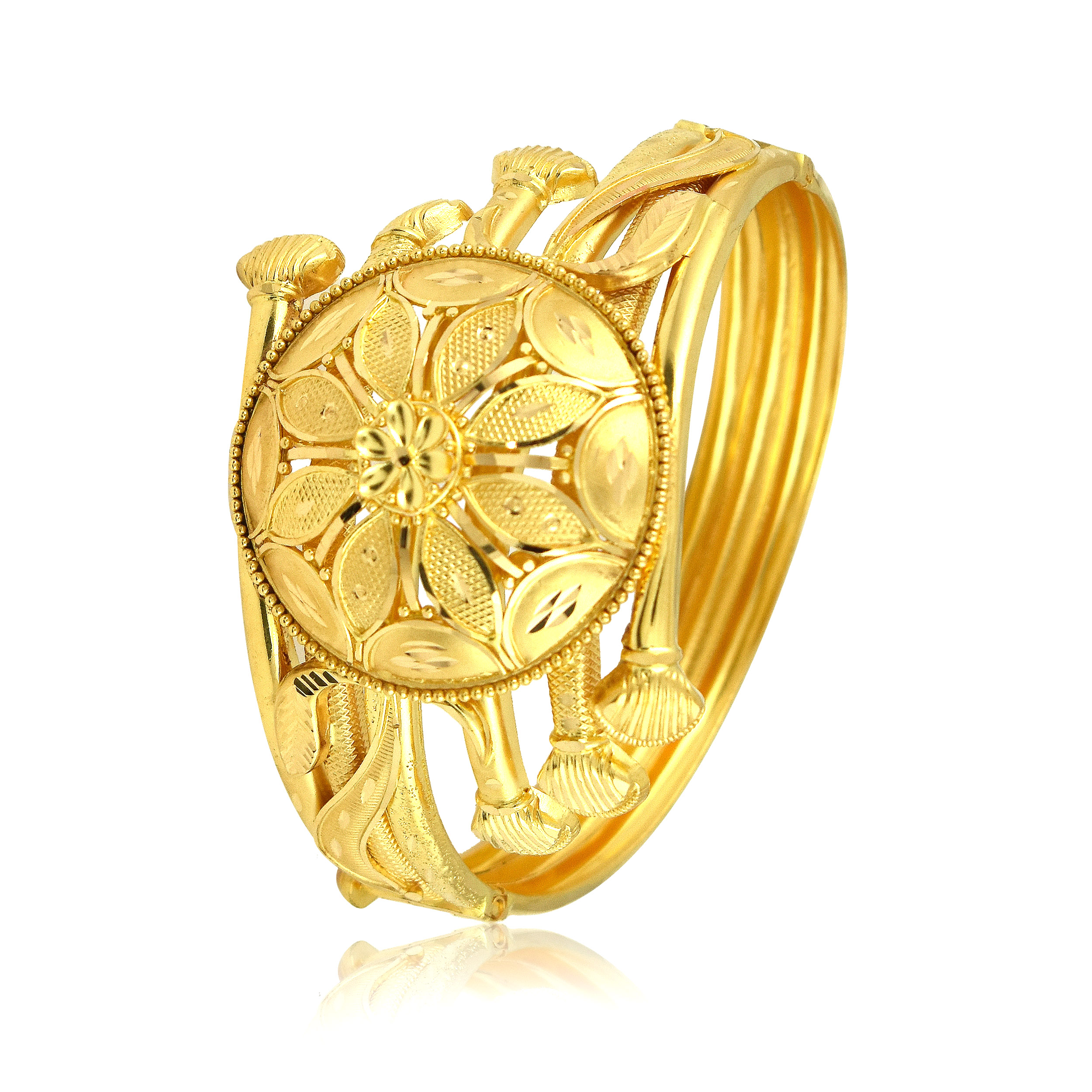 Floral Regalty Gold Chur Bangle - Senco Gold and Diamonds