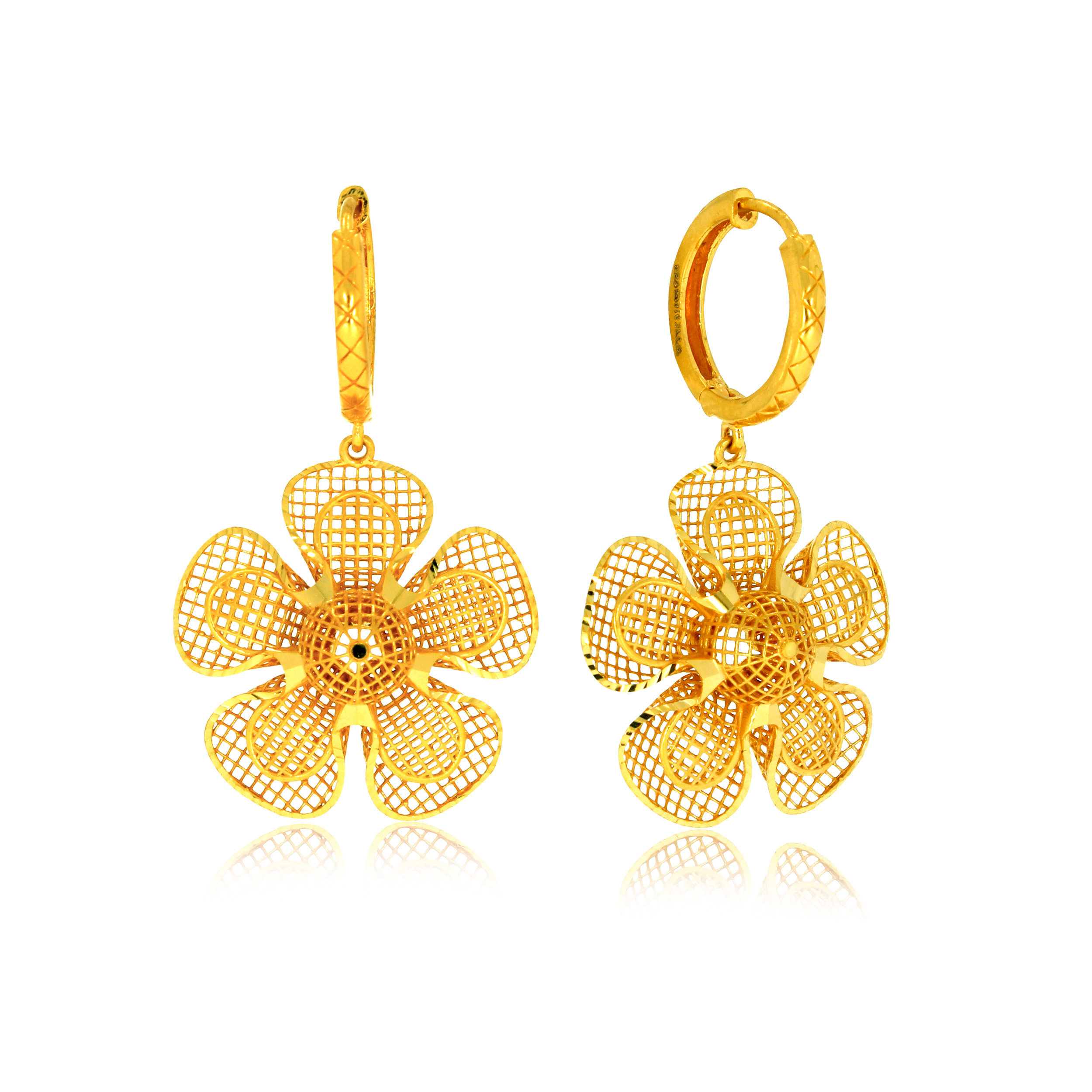 Translucent Bloom Gold Hoop Earrings - Senco Gold and Diamonds