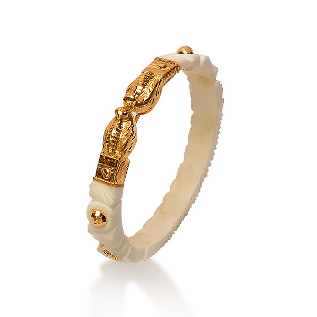 Heritage Art Gold Mukh Sankha Bangle - Senco Gold and Diamonds