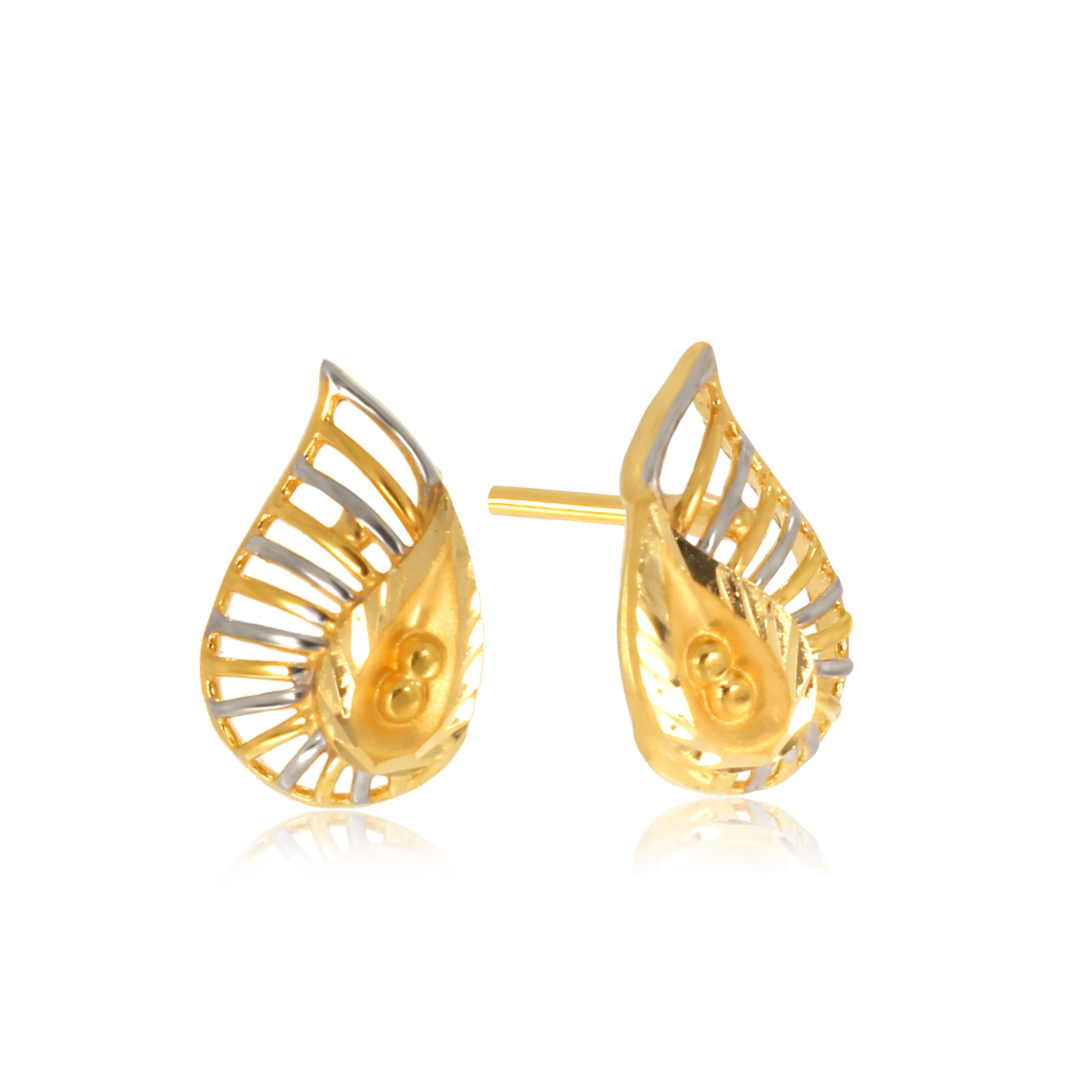Dual Paisley Gold Studs - Senco Gold and Diamonds