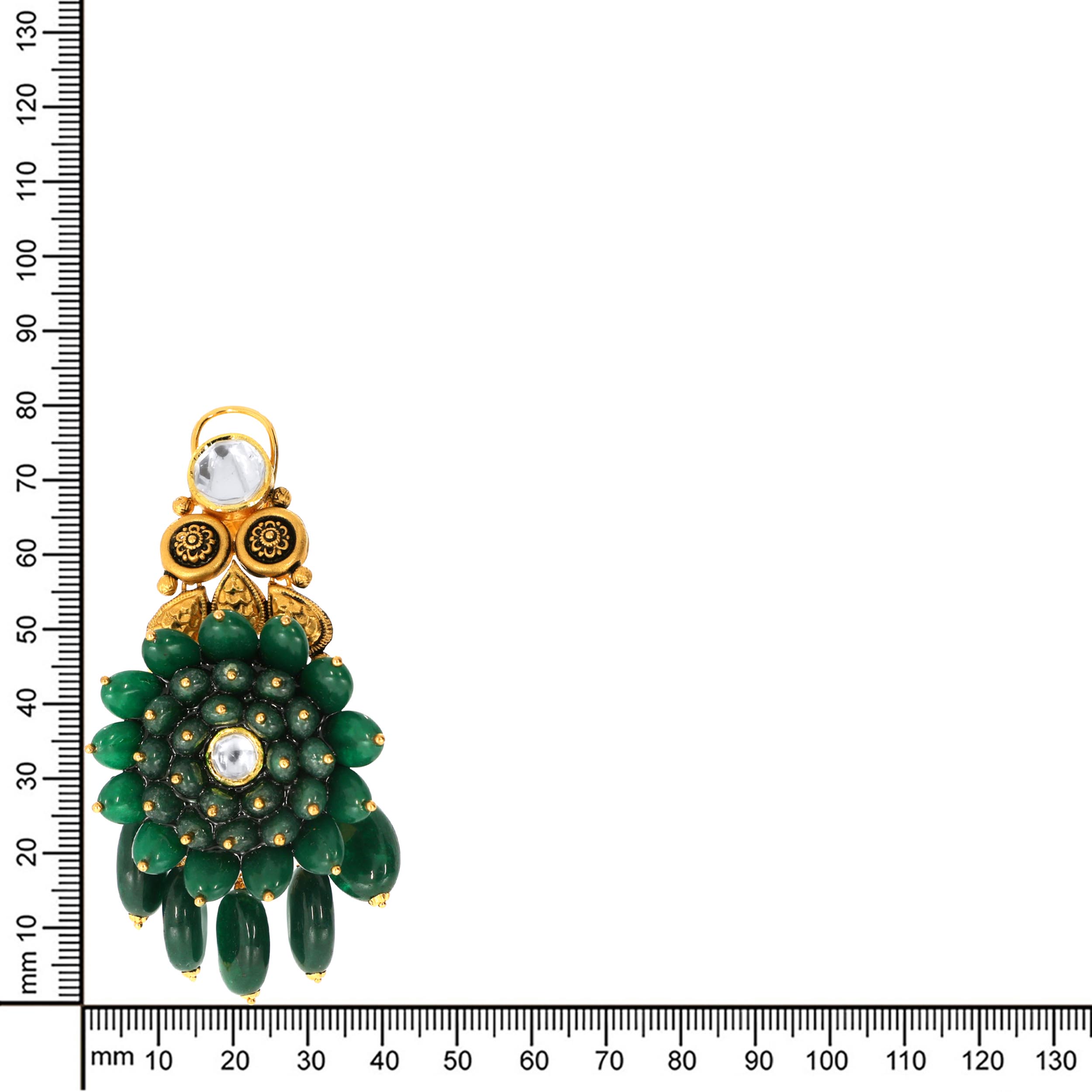 Verdant Bloom Antique Gold Kundan Danglers - Senco Gold and Diamonds