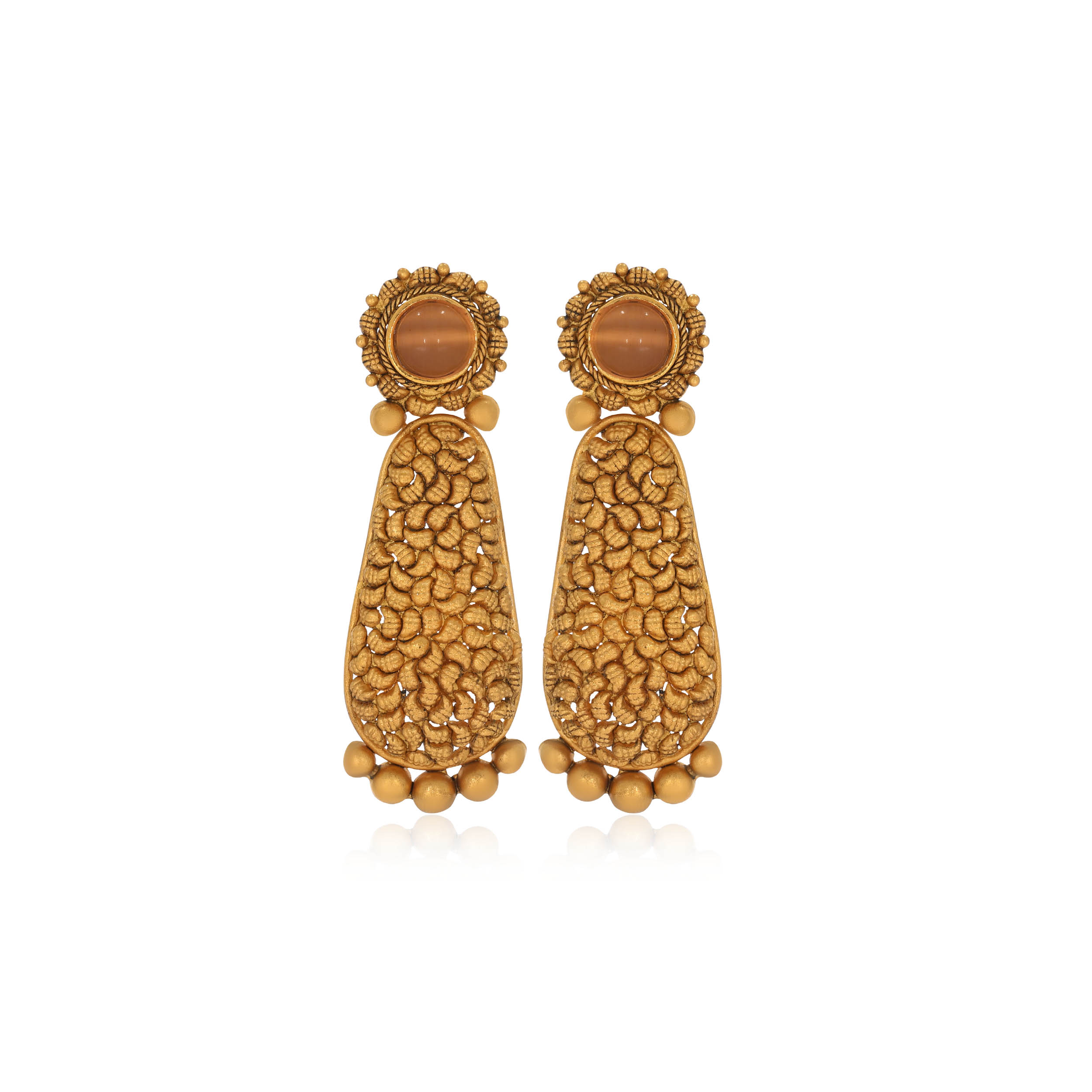 Divine Intricacy Antique Gold Earrings - Senco Gold and Diamonds
