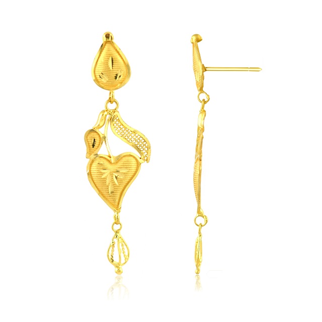 Allure of Petals Gold Drop Earrings - Senco Gold and Diamonds
