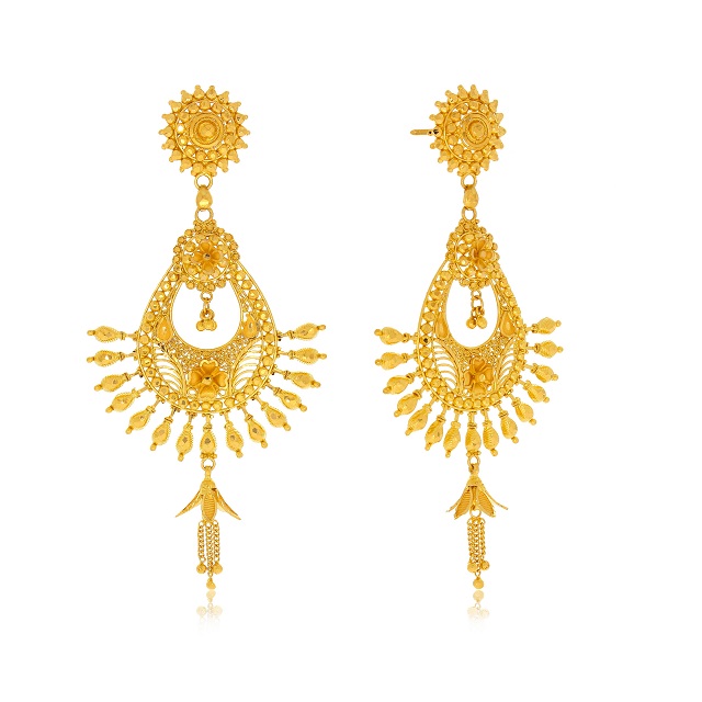 Sun Art Gold Danglers - Senco Gold and Diamonds