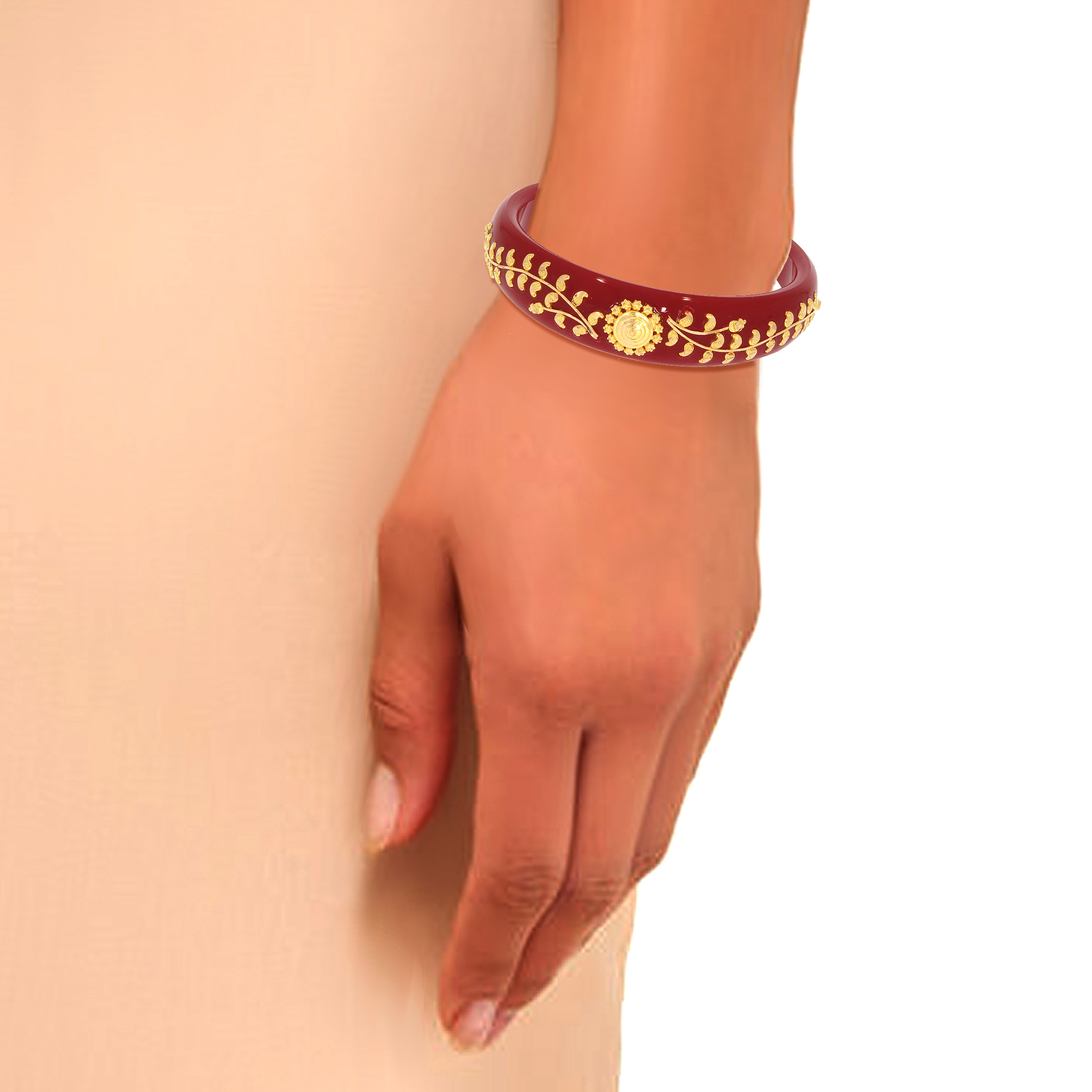 Floral Shine Gold Pola Bangle - Senco Gold and Diamonds