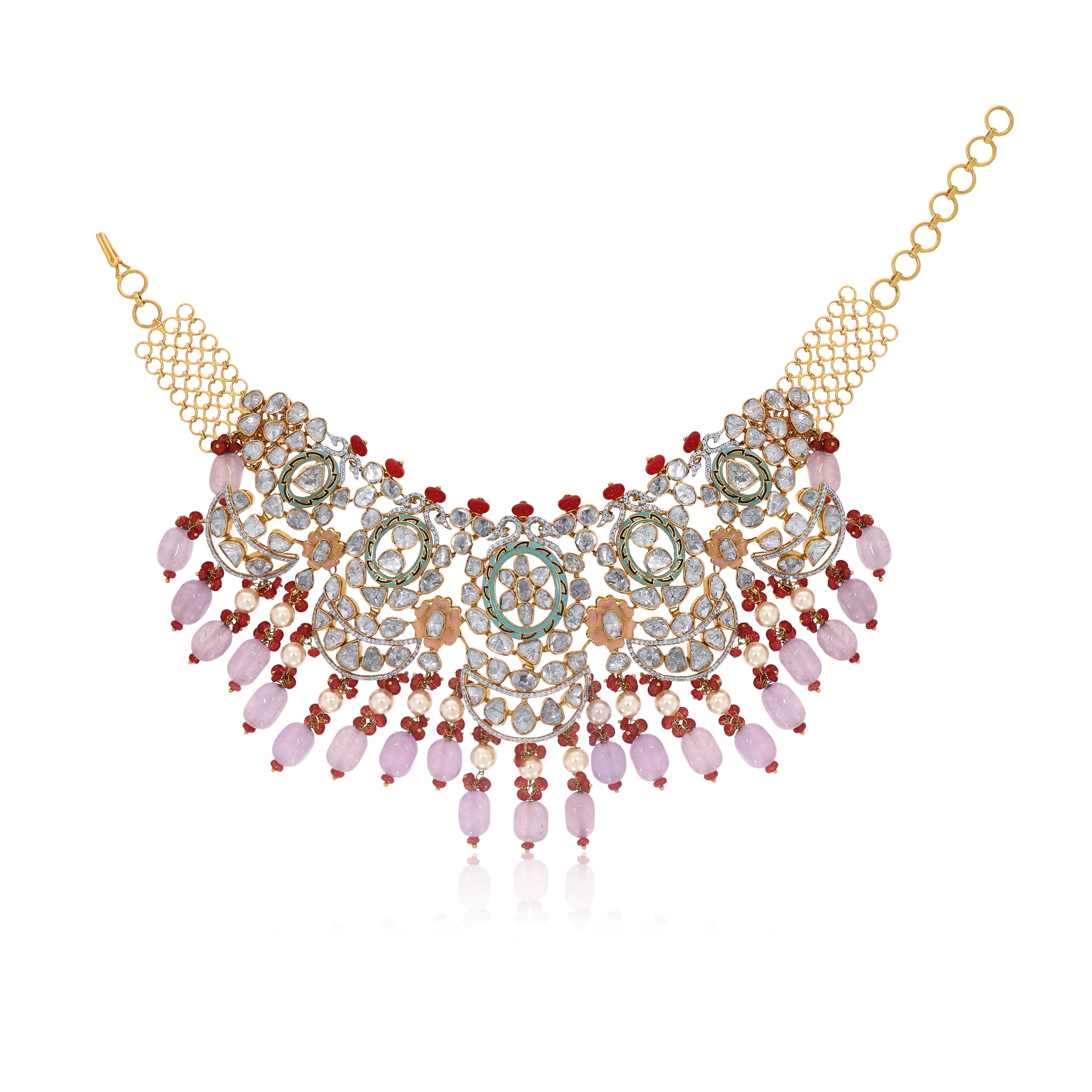 Dripping Treasure Polki Choker Necklace - Senco Gold and Diamonds