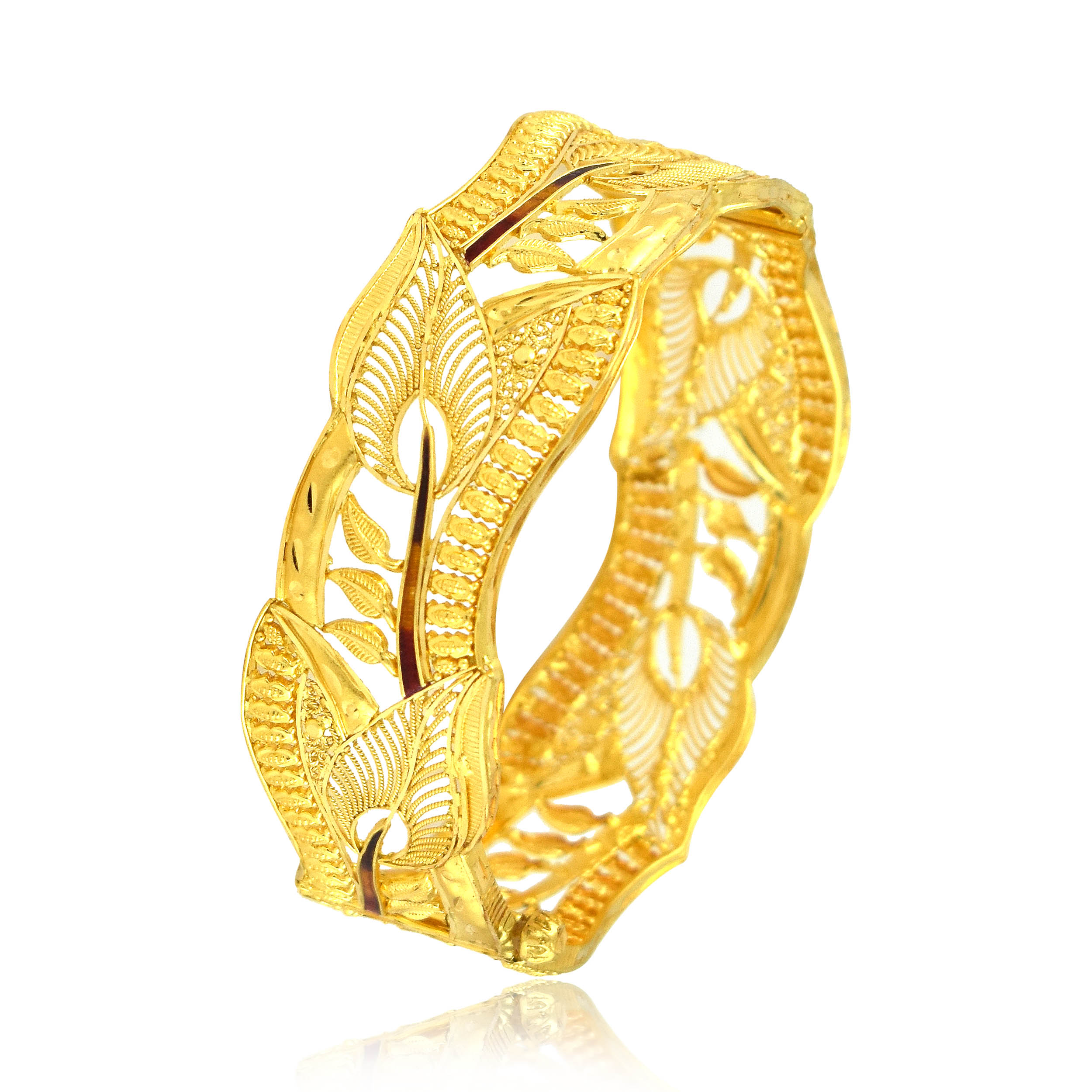 Leafy Craft Gold Chur Bangle - Senco Gold and Diamonds