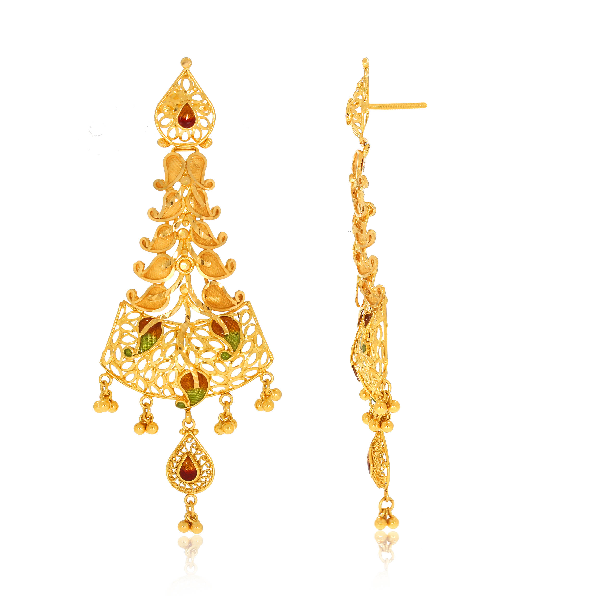 Splendid Tradition Gold Danglers - Senco Gold and Diamonds