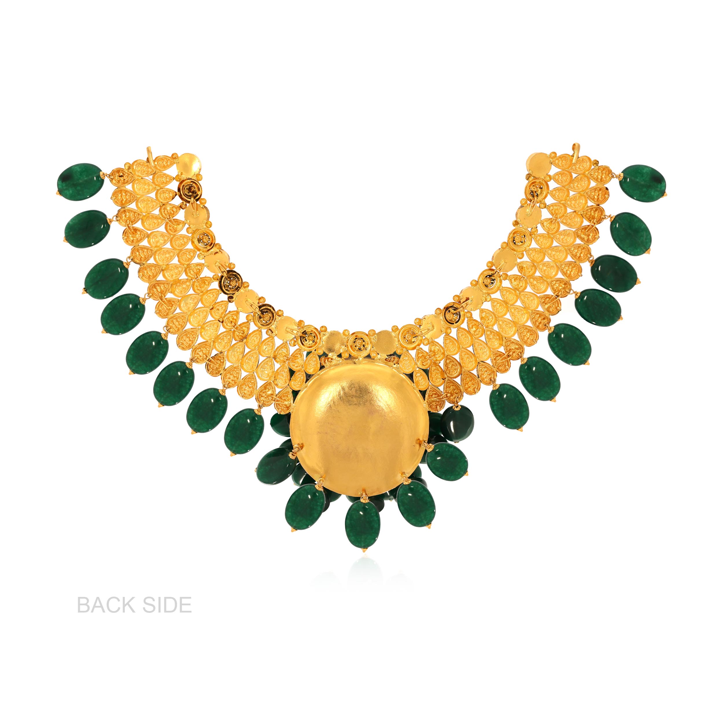 Vibrant Dahlia Antique Gold Kundan Necklace - Senco Gold and Diamonds