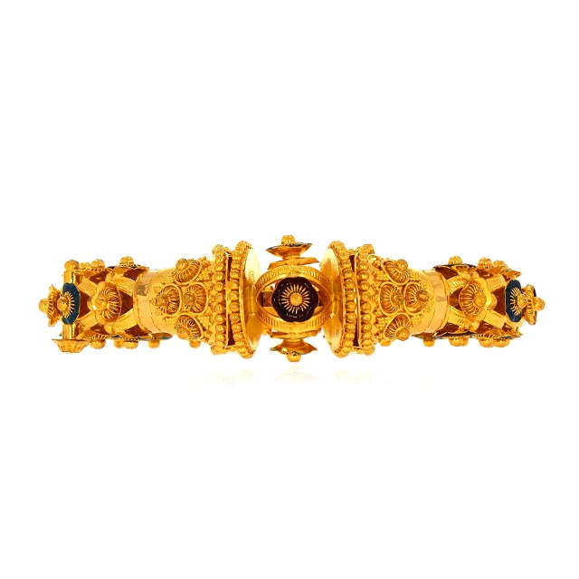 Vibrant Bloom Gold Mukh Bangle - Senco Gold and Diamonds