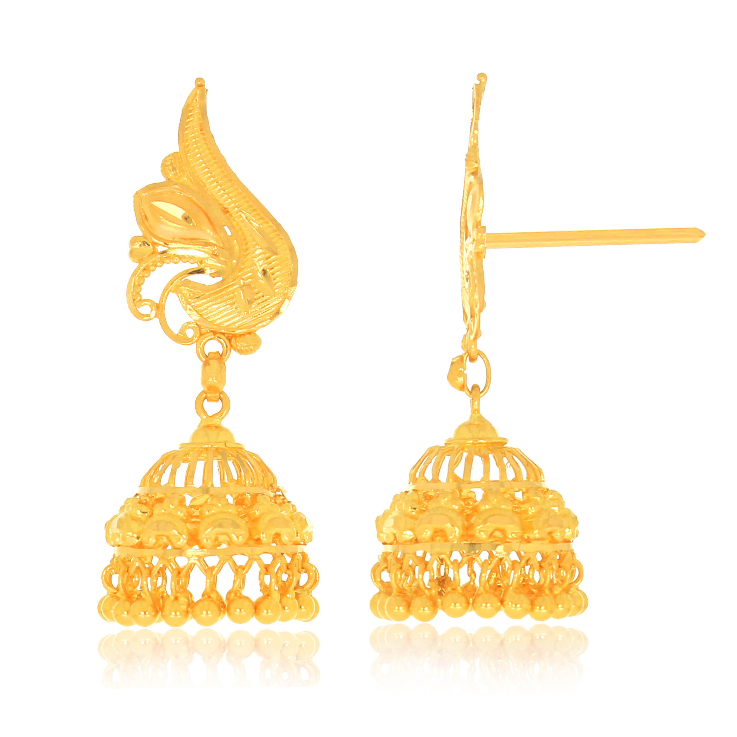 Ethnic Shringar Gold Jhumka Earrings - Senco Gold and Diamonds