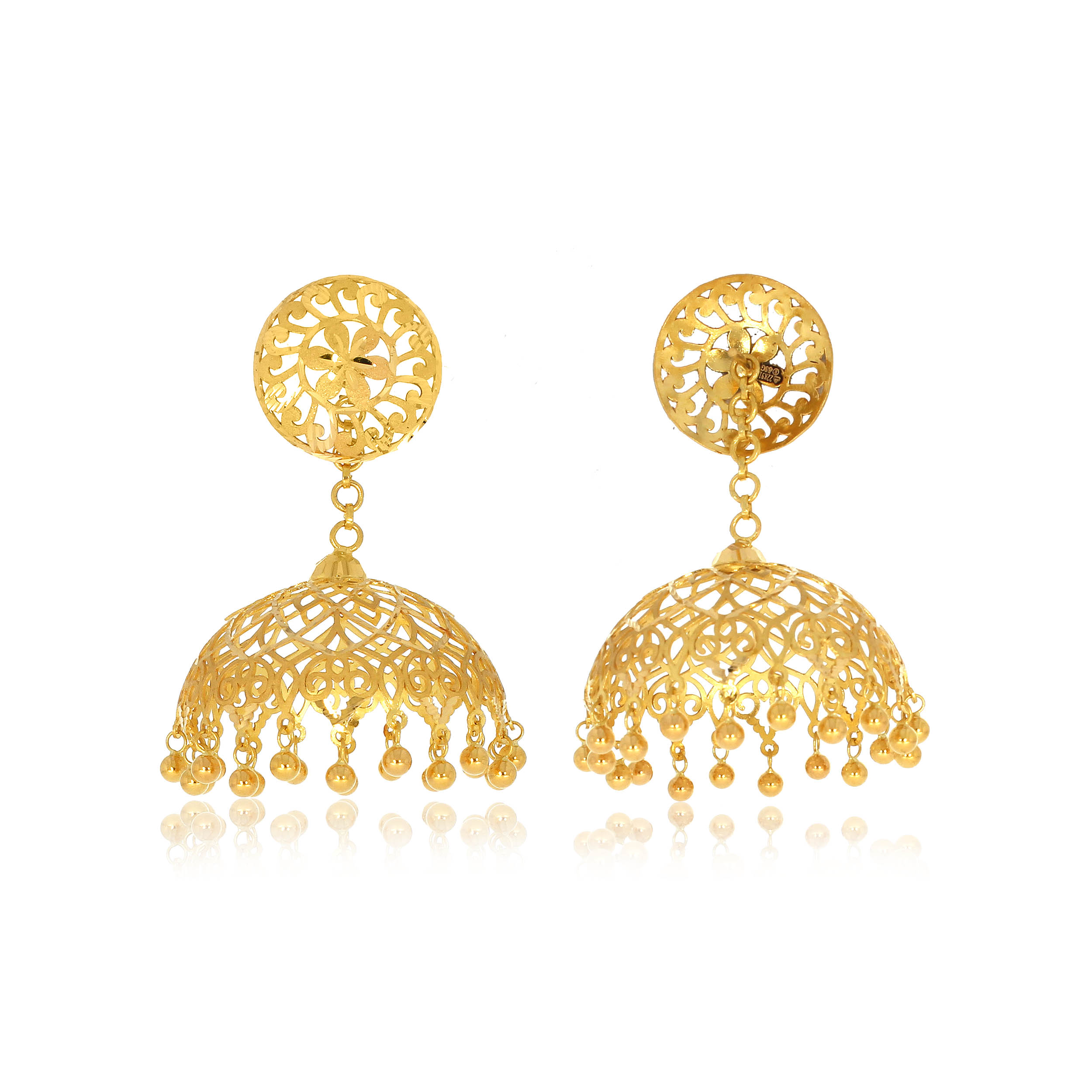 Unparalleled Elegance Gold Jhumka Earrings - Senco Gold and Diamonds