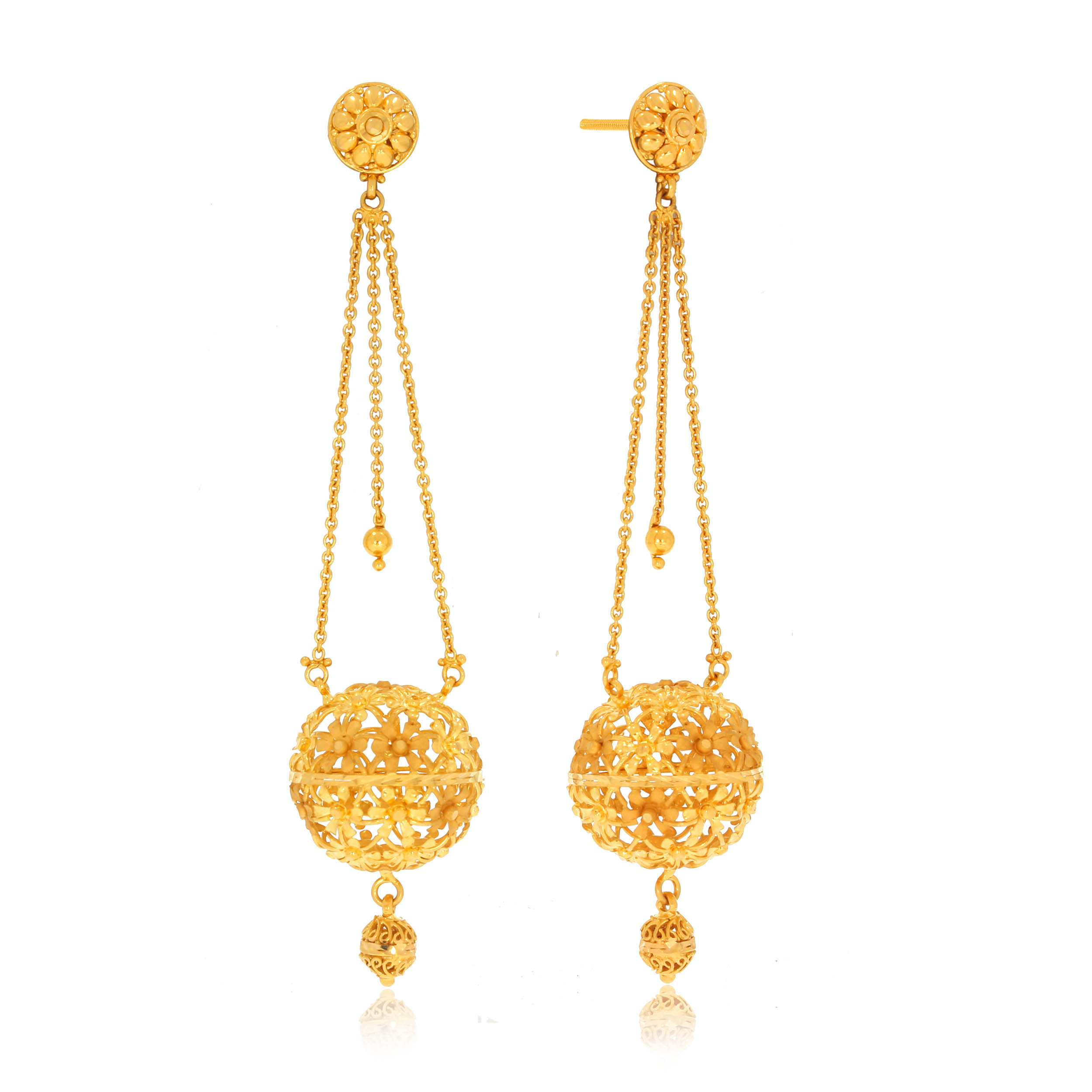 Spherical Swing Gold Earrings - Senco Gold and Diamonds