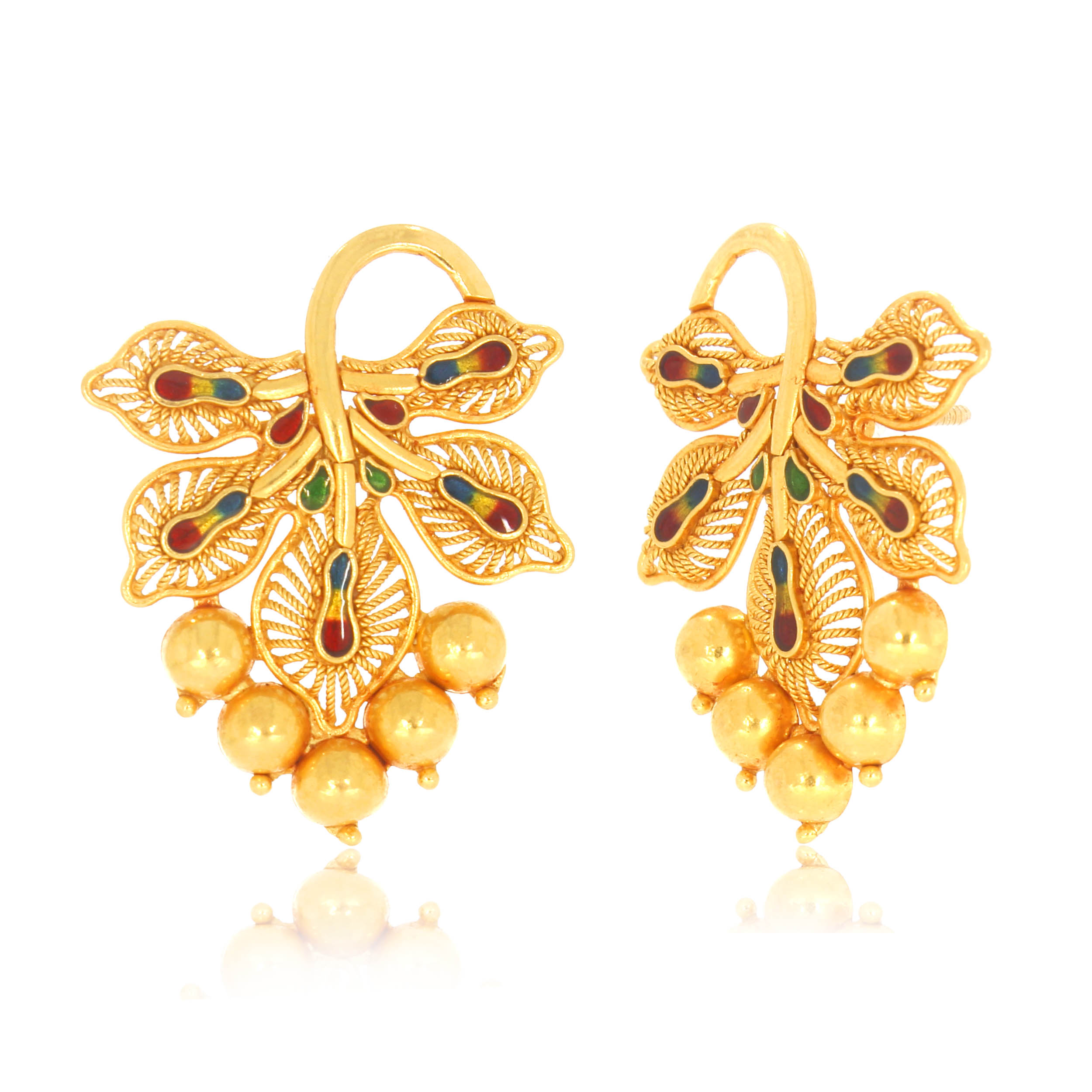 Grapy Vines Gold Studs - Senco Gold and Diamonds