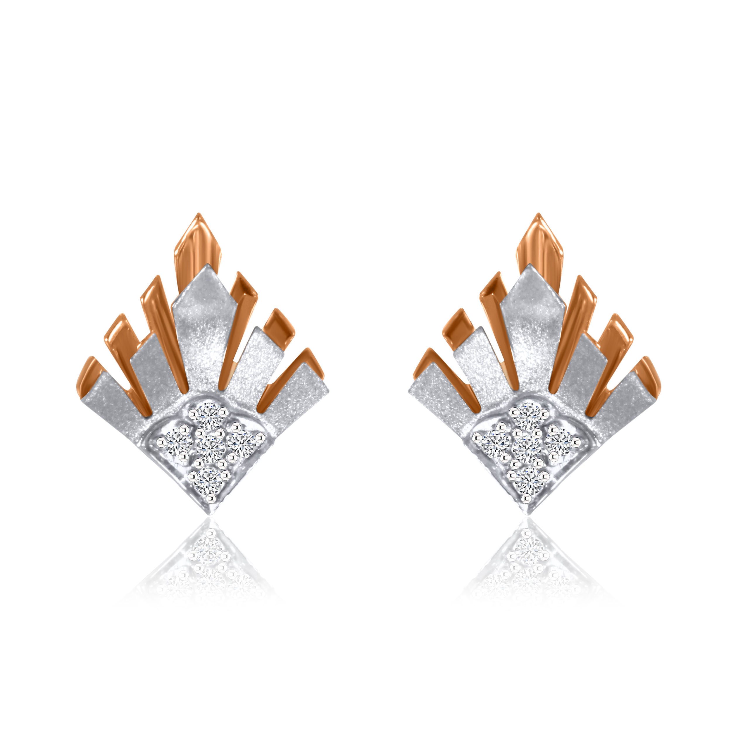 Shimmering Flame Platinum Diamond Studs - Senco Gold and Diamonds