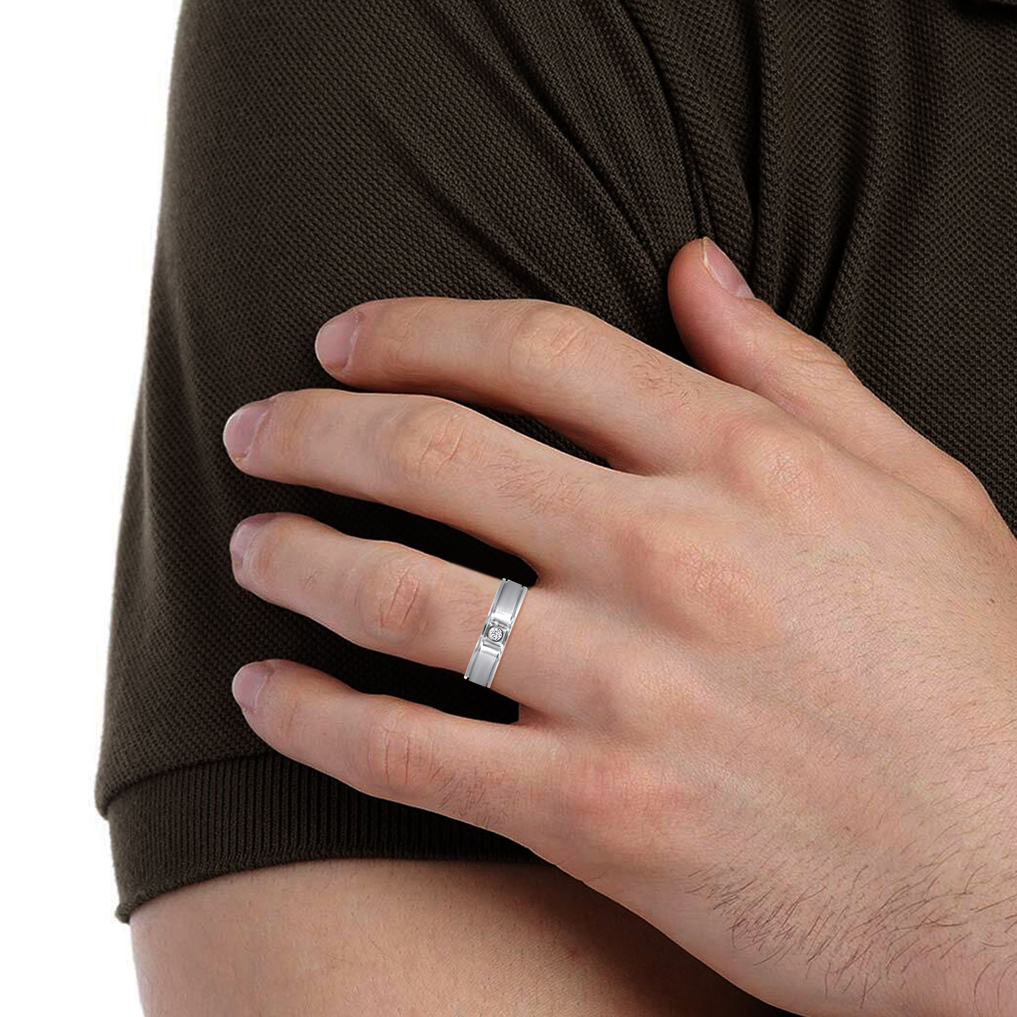 Dignified Charm  Men's Platinum Ring - Senco Gold and Diamonds