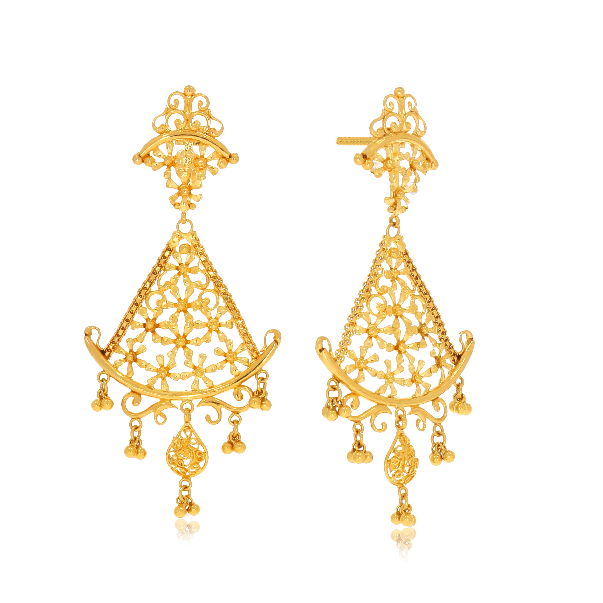 Creative Sail Gold Danglers - Senco Gold and Diamonds