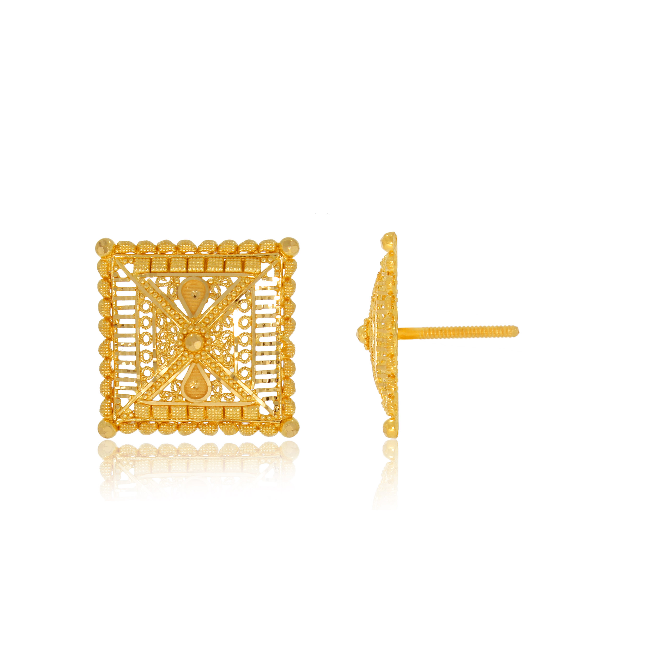 Rezi Cube Gold Studs - Senco Gold and Diamonds