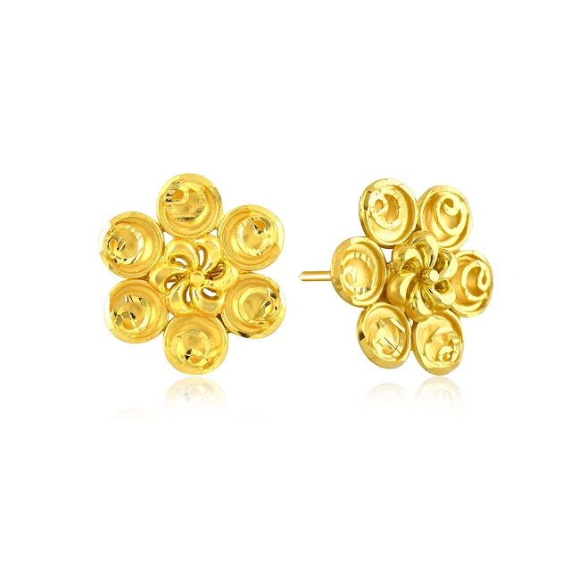 Majestic Bloom Gold Studs - Senco Gold and Diamonds