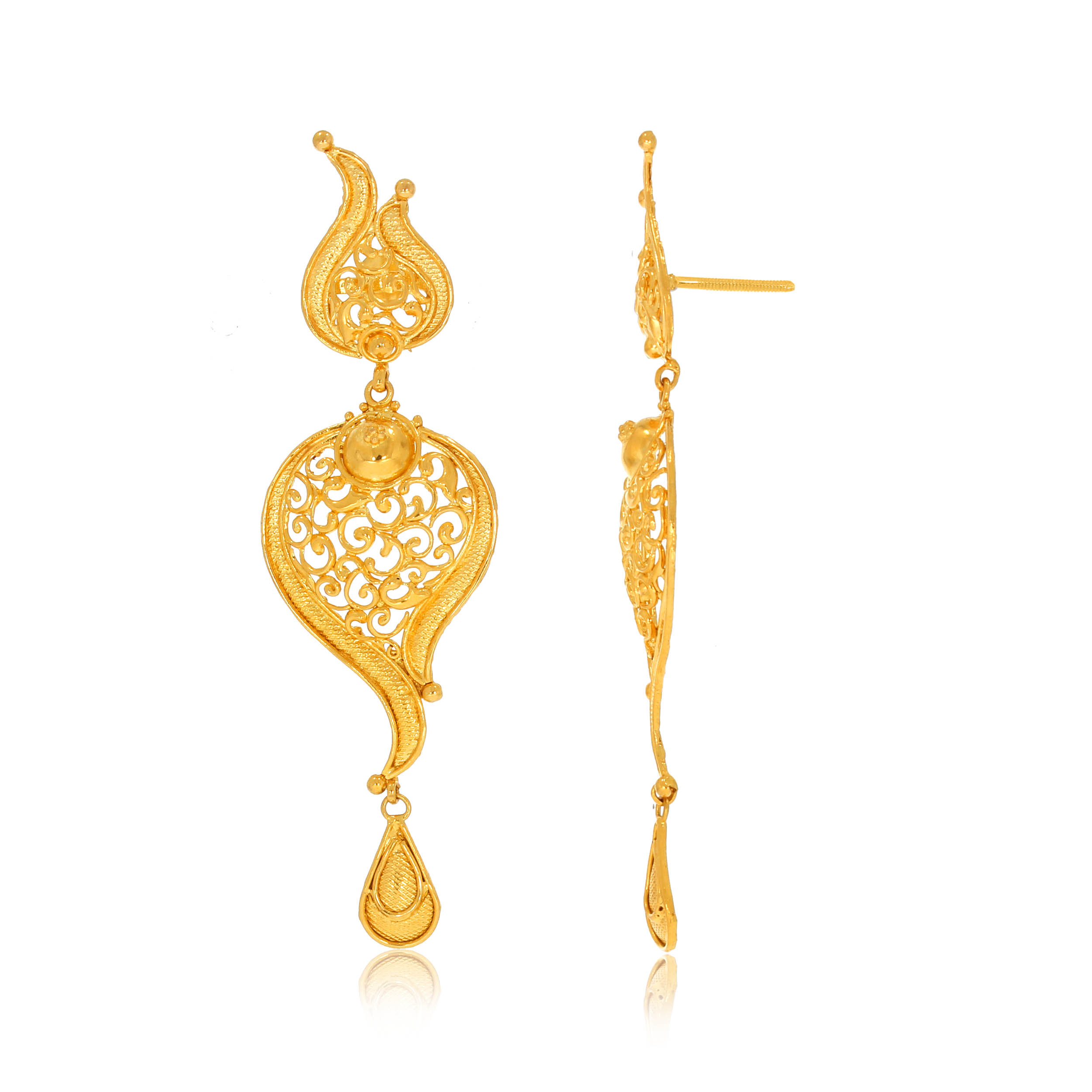 Filigree Art Gold Earrings - Senco Gold and Diamonds