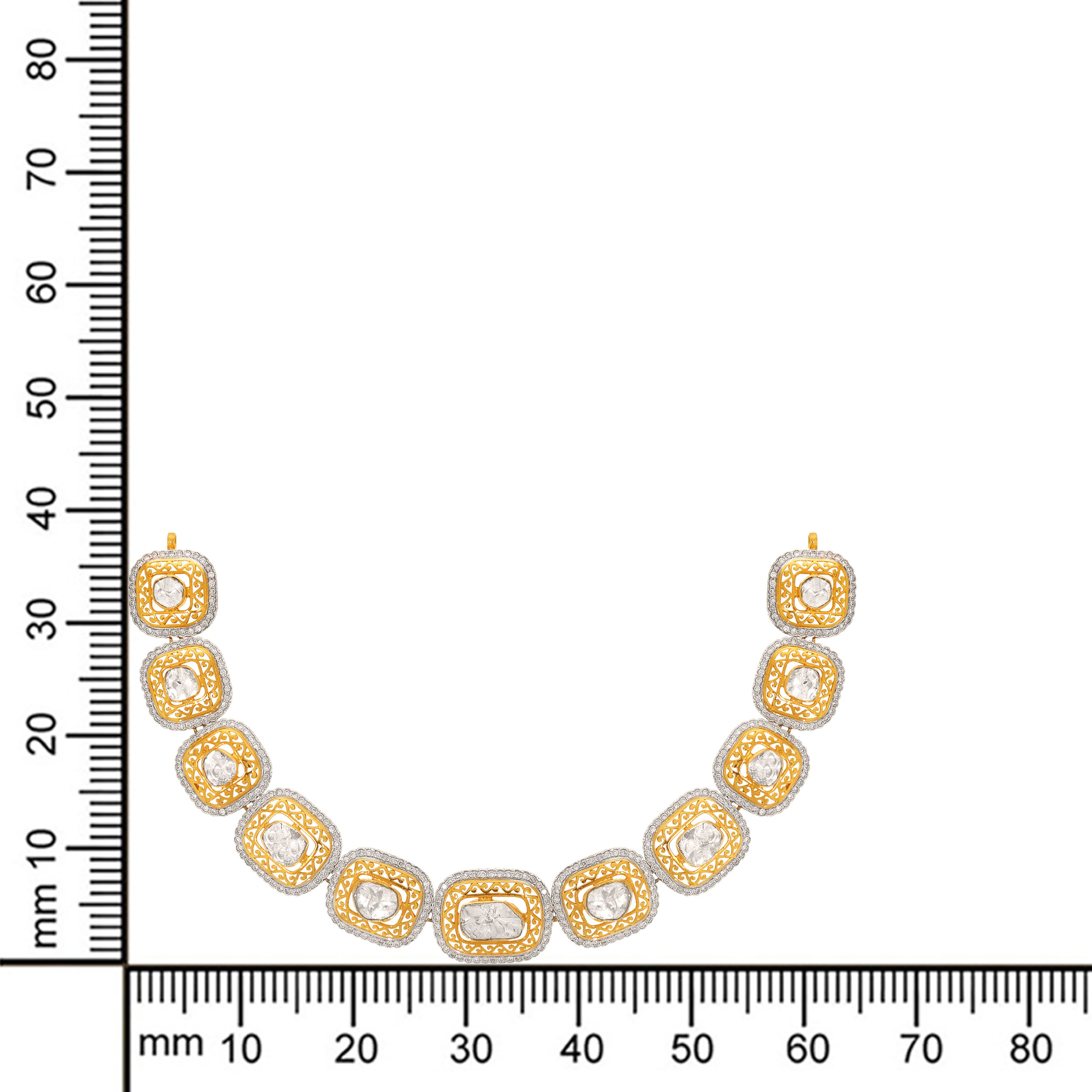 Geometric Glamour Polki Diamond Necklace - Senco Gold and Diamonds