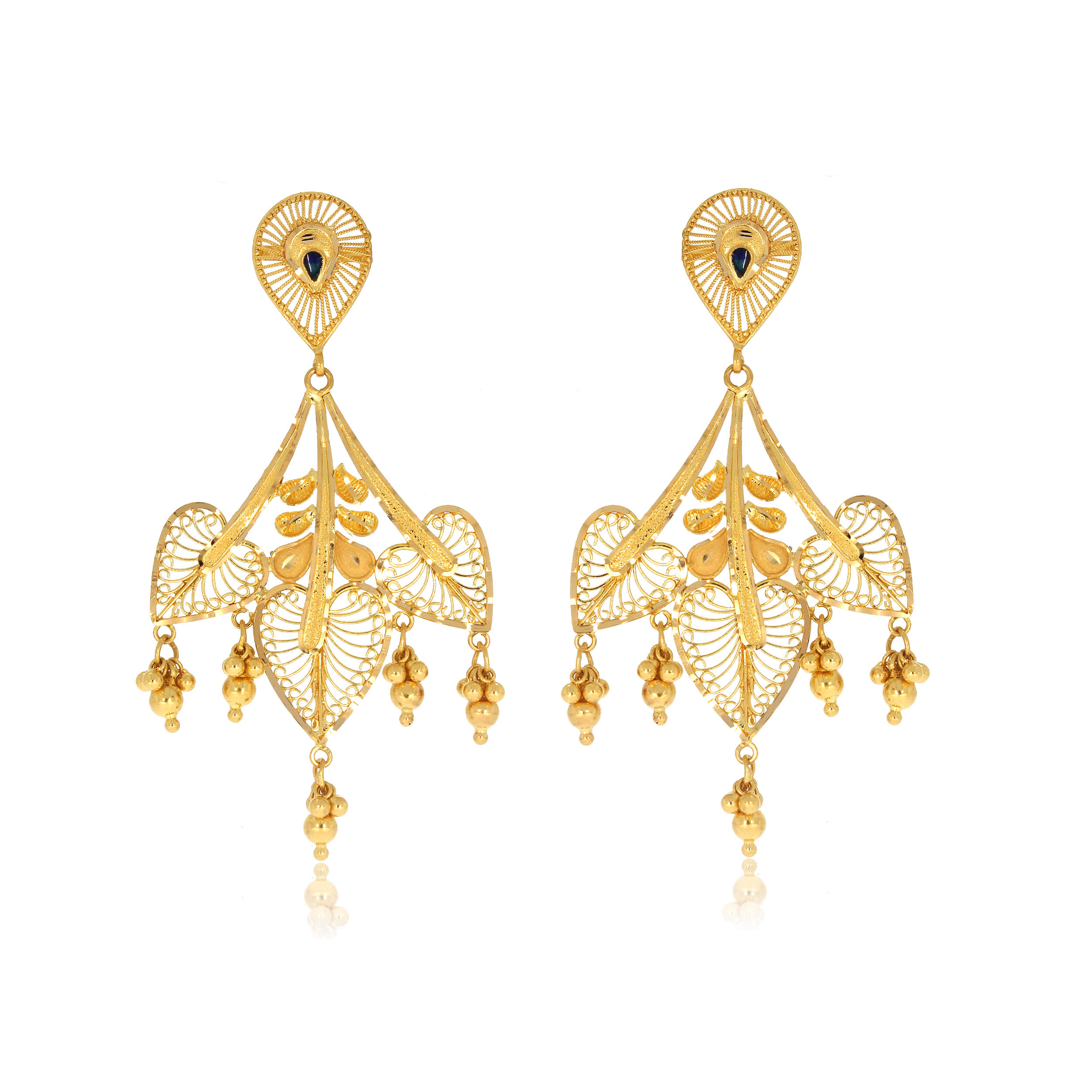 Monsoon Leaves Gold Earrings - Senco Gold and Diamonds