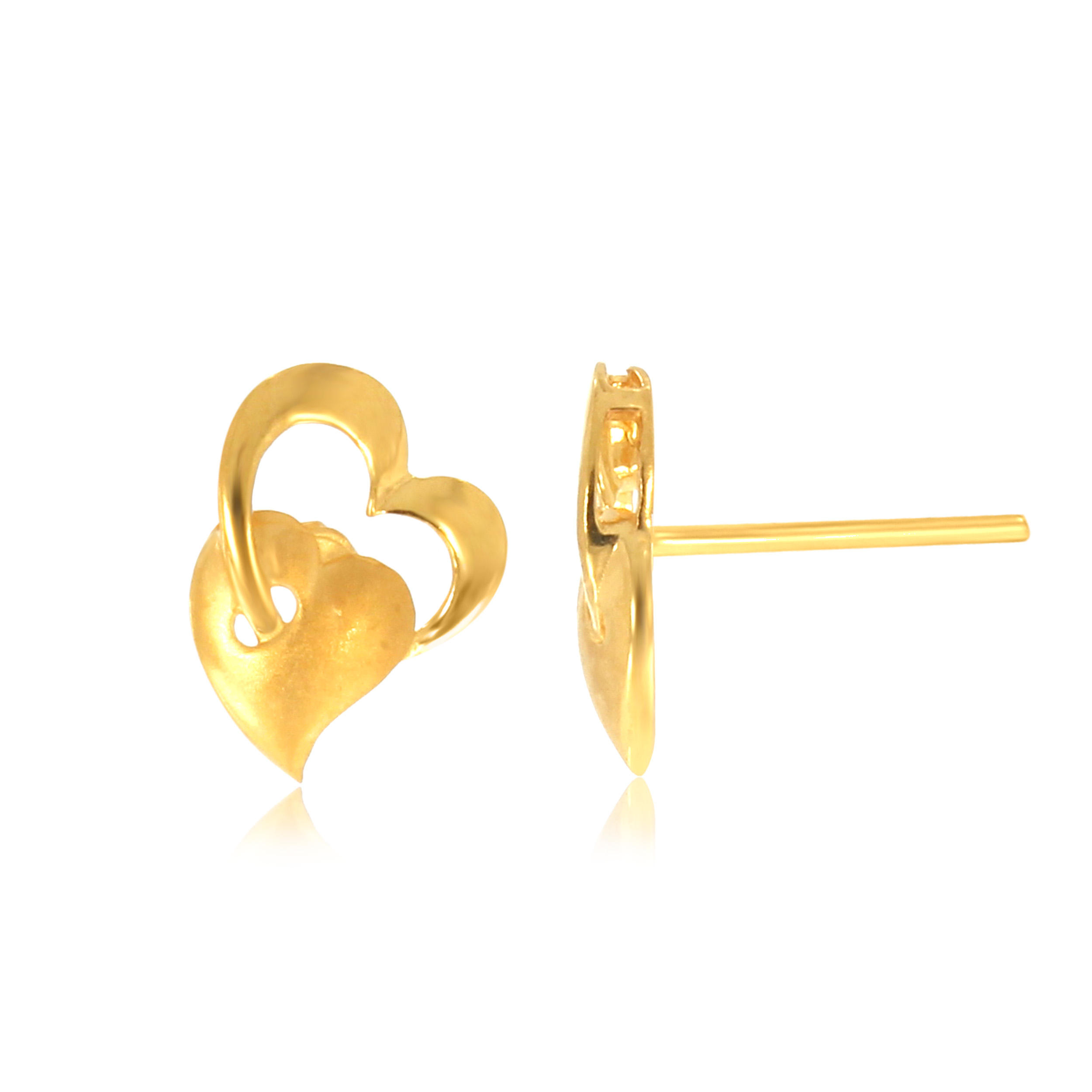 Interlocked Hearts Gold Studs - Senco Gold and Diamonds