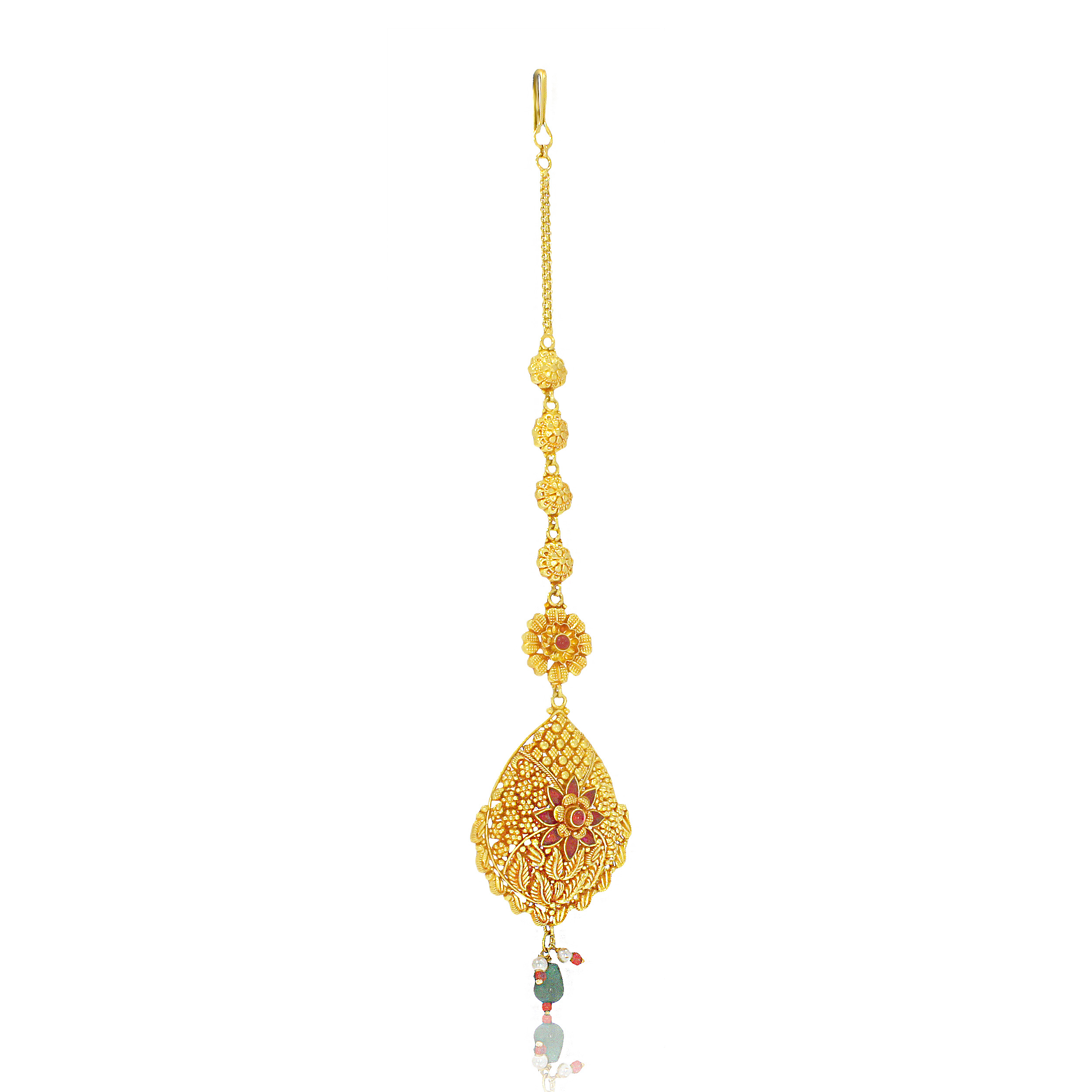 Gardenia Princess Gold Maang Tikka - Senco Gold and Diamonds