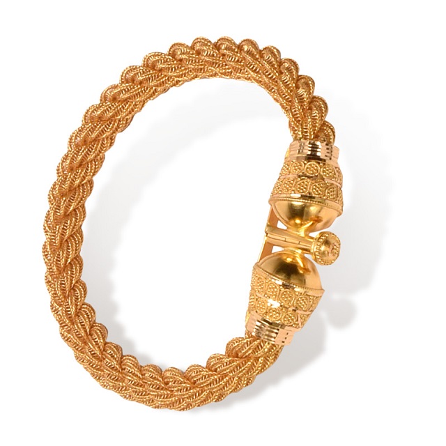 Wrapped Elegance Gold Mukh Bangle - Senco Gold and Diamonds